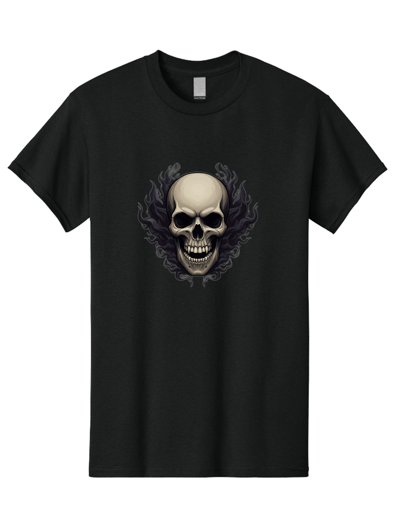 Flaming-Skull Men'S Graphic Tee, 100% Cotton, Comfortable Casual Summer Wear, Machine Washable, Skull With Flames, Grunge Style, Gothic Graphic, Horror Theme, Dark Art, Punk Rock, Edgy Design, Bold Imagery, Fiery Skull, Intense Graphics Bad101