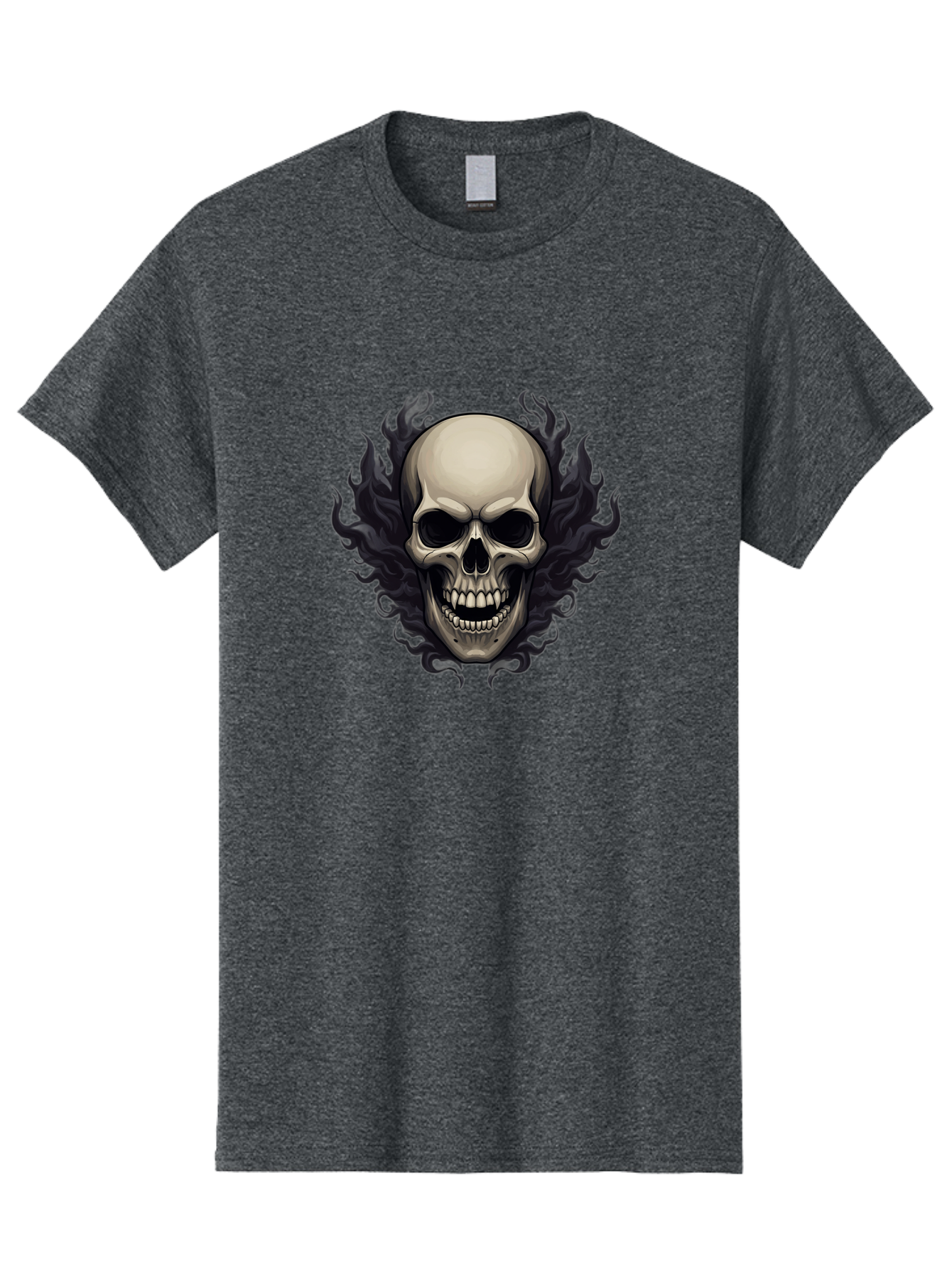 Flaming-Skull Men'S Graphic Tee, 100% Cotton, Comfortable Casual Summer Wear, Machine Washable, Skull With Flames, Grunge Style, Gothic Graphic, Horror Theme, Dark Art, Punk Rock, Edgy Design, Bold Imagery, Fiery Skull, Intense Graphics Bad101