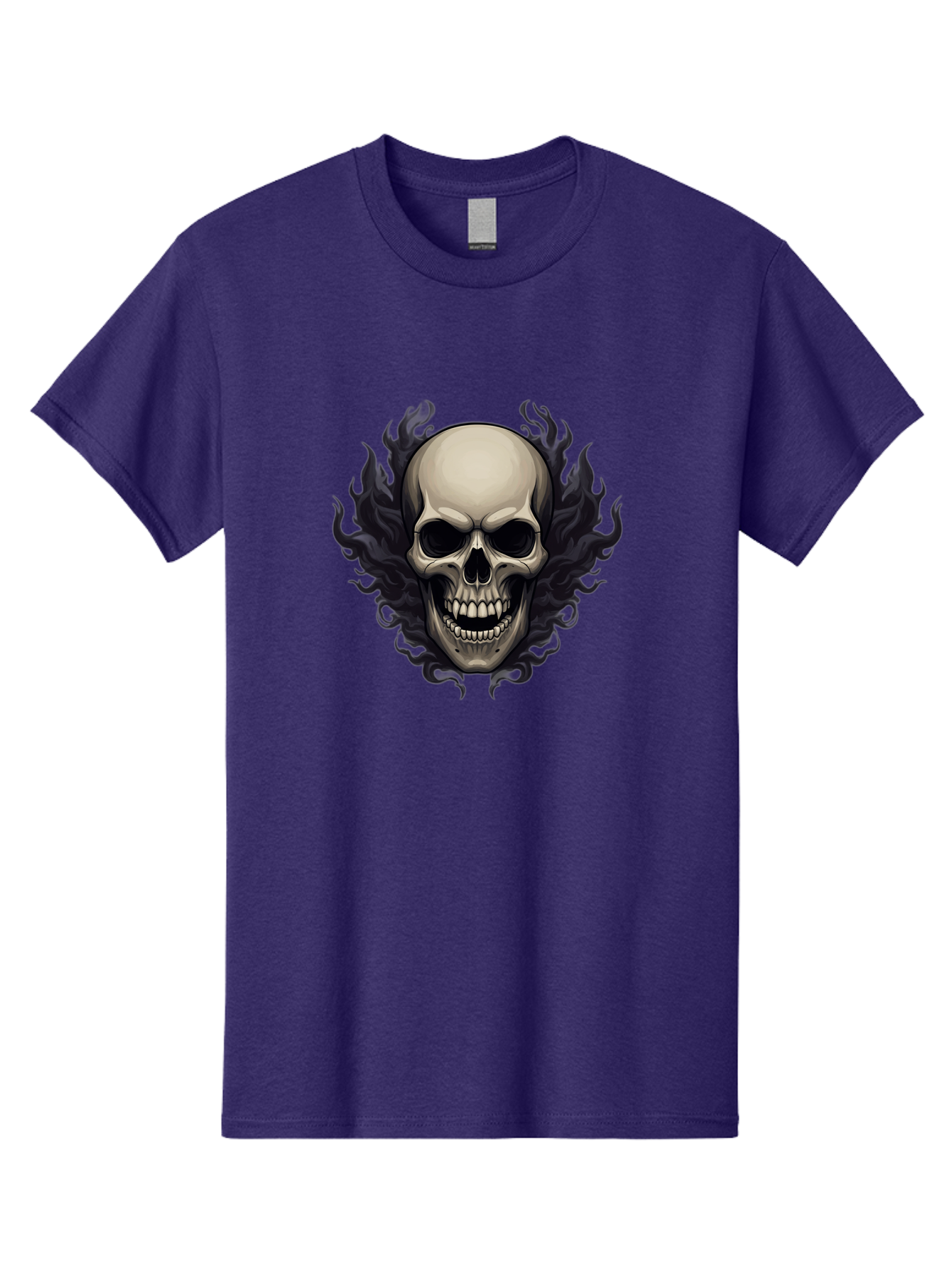 Flaming-Skull Men'S Graphic Tee, 100% Cotton, Comfortable Casual Summer Wear, Machine Washable, Skull With Flames, Grunge Style, Gothic Graphic, Horror Theme, Dark Art, Punk Rock, Edgy Design, Bold Imagery, Fiery Skull, Intense Graphics Bad101