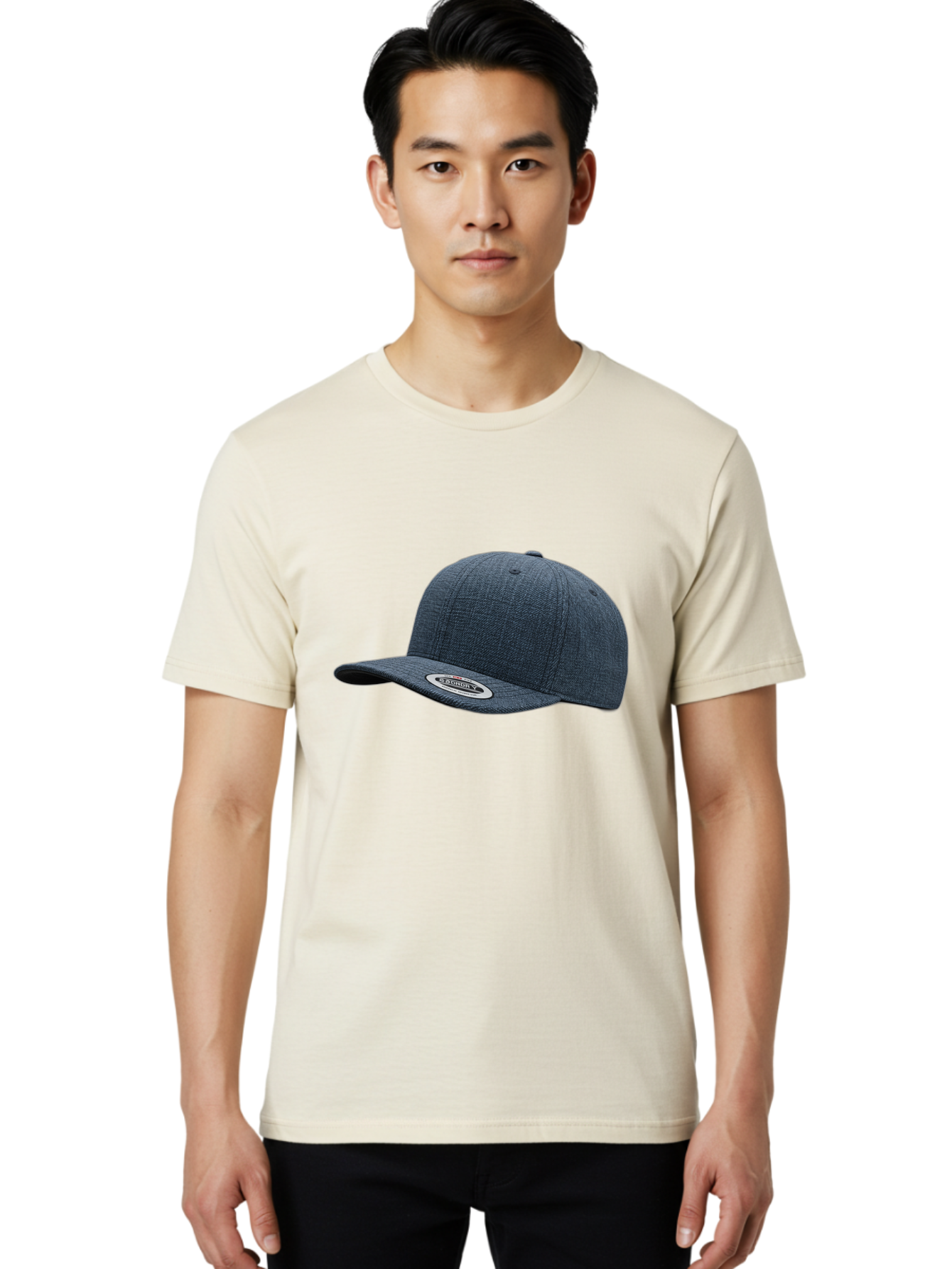 Flexfit-Cap Men'S Graphic Tee, 100% Cotton, Comfortable Casual Summer Wear, Machine Washable, Flexfit Baseball Cap, Dark Blue Cap, Snapback Hat, Flexfit Logo, Stylish Headwear, Casual Fashion, Sports Cap, Flexfit Branding, Hat With Logo Bad102