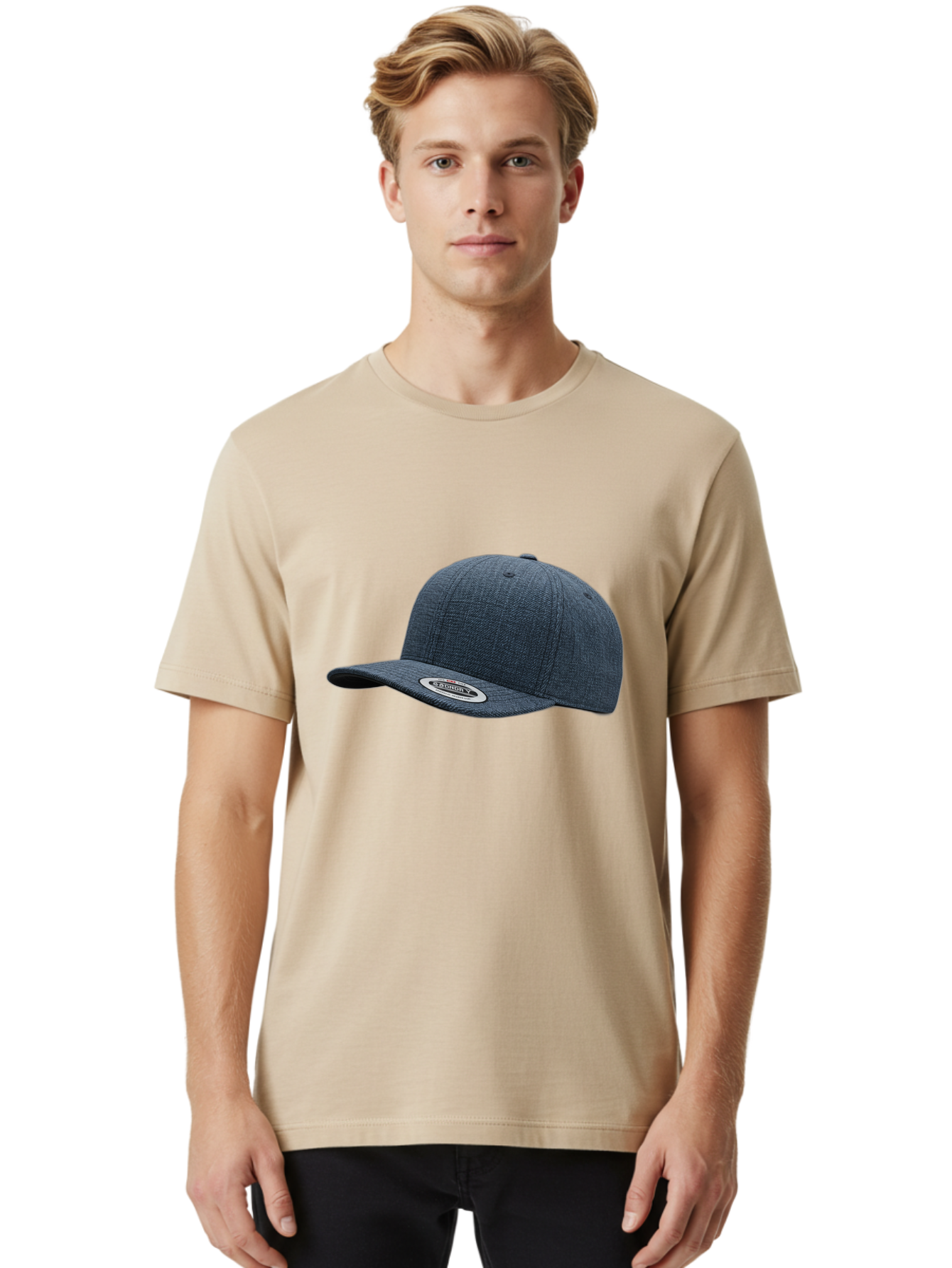 Flexfit-Cap Men'S Graphic Tee, 100% Cotton, Comfortable Casual Summer Wear, Machine Washable, Flexfit Baseball Cap, Dark Blue Cap, Snapback Hat, Flexfit Logo, Stylish Headwear, Casual Fashion, Sports Cap, Flexfit Branding, Hat With Logo Bad102