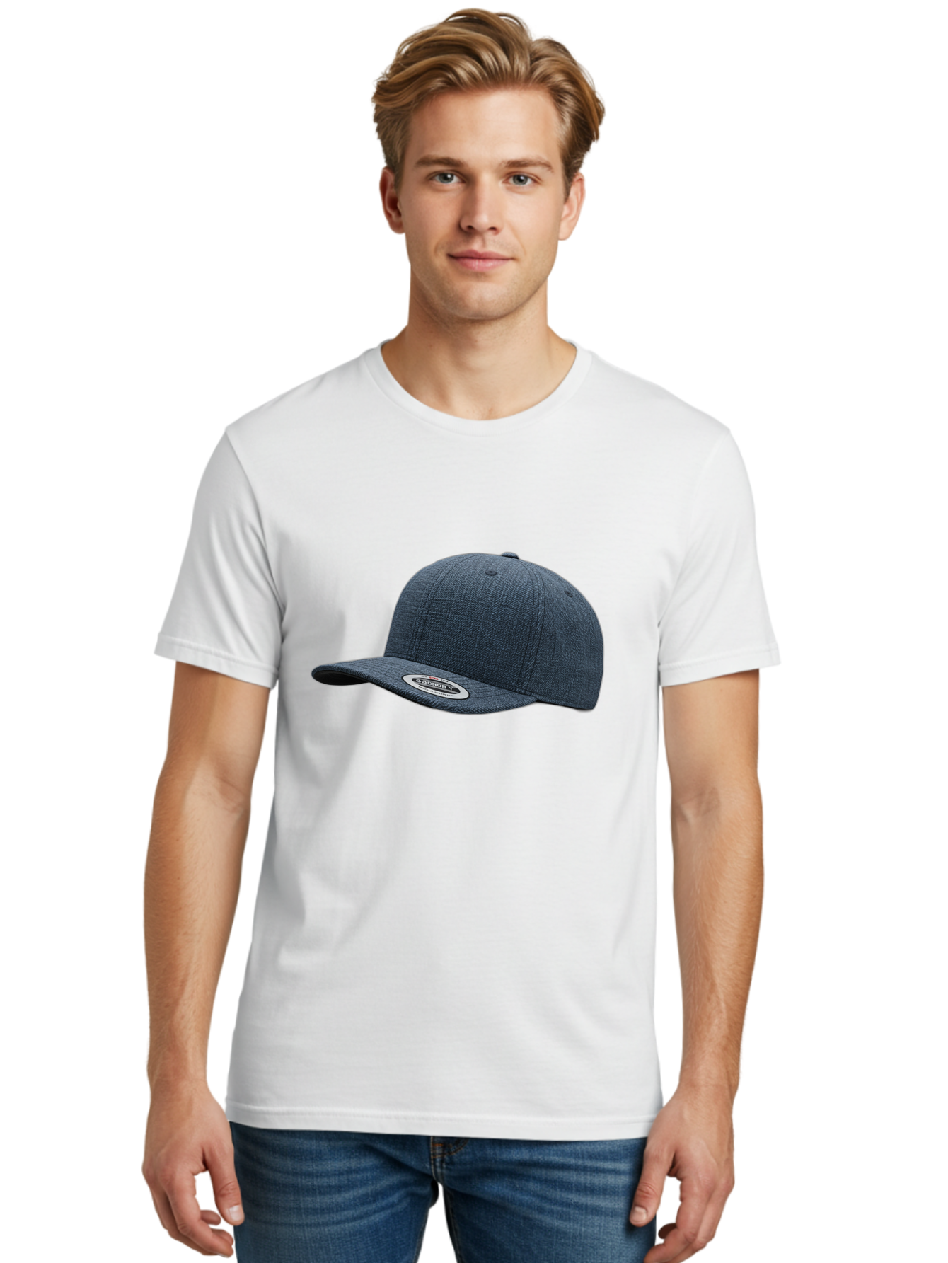 Flexfit-Cap Men'S Graphic Tee, 100% Cotton, Comfortable Casual Summer Wear, Machine Washable, Flexfit Baseball Cap, Dark Blue Cap, Snapback Hat, Flexfit Logo, Stylish Headwear, Casual Fashion, Sports Cap, Flexfit Branding, Hat With Logo Bad102