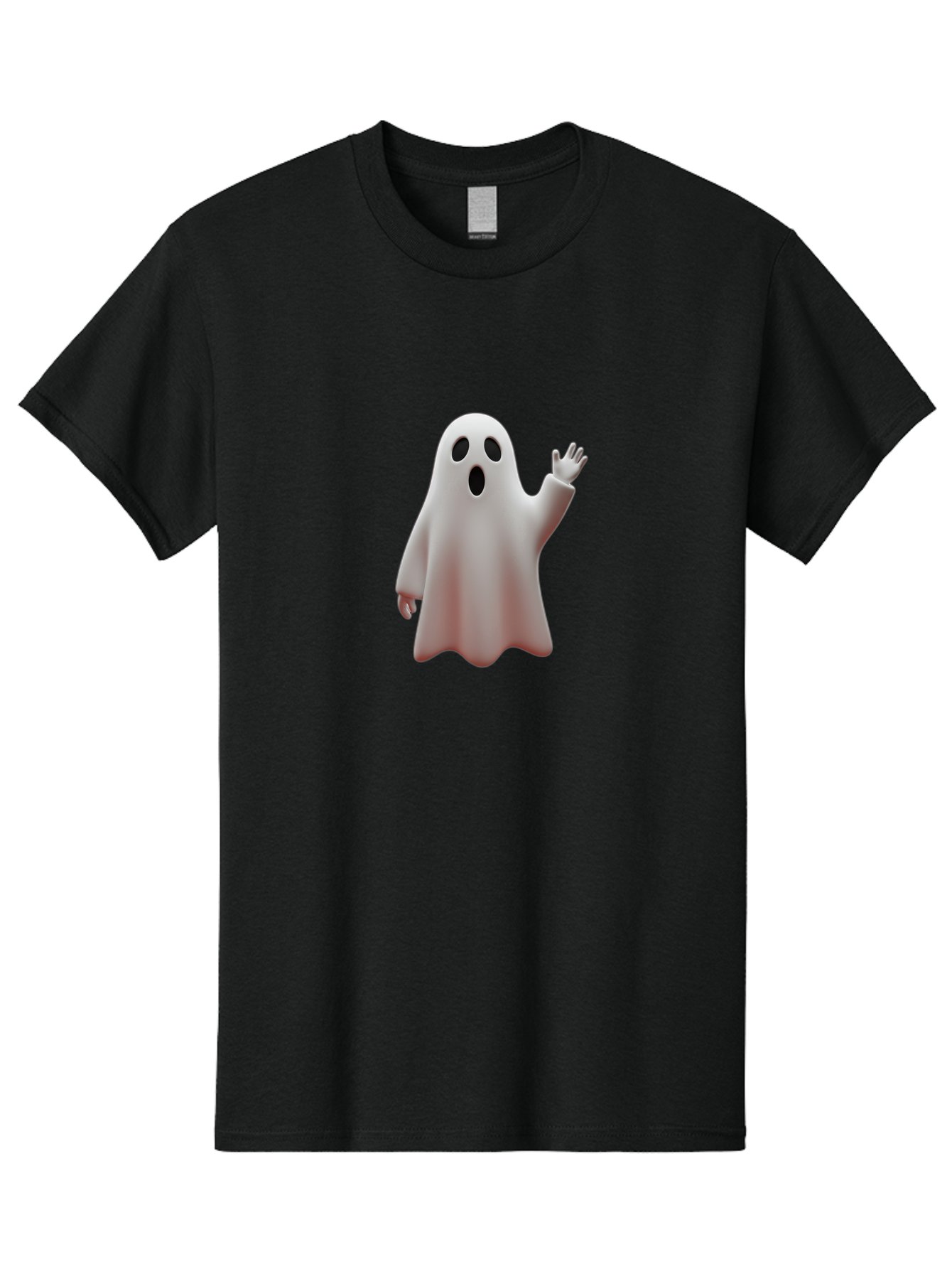 Floating-Ghost Men'S Graphic Tee, 100% Cotton, Comfortable Casual Summer Wear, Machine Washable, Cartoon Ghost, Friendly Ghost, White Ghost Character, Waving Hand, Surprised Expression, Halloween Character, 3D Illustration, Ghostly Figure Bad103