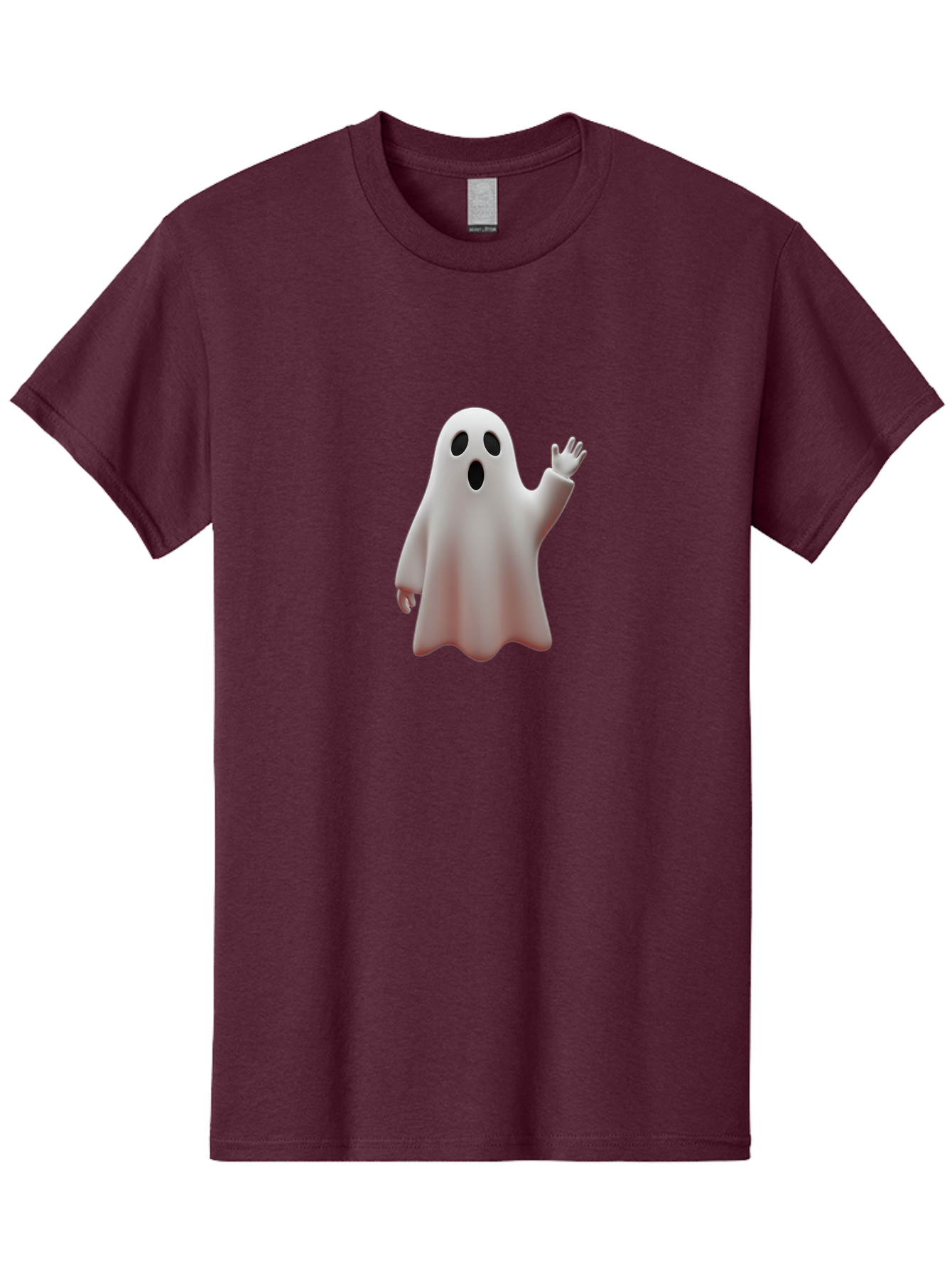 Floating-Ghost Men'S Graphic Tee, 100% Cotton, Comfortable Casual Summer Wear, Machine Washable, Cartoon Ghost, Friendly Ghost, White Ghost Character, Waving Hand, Surprised Expression, Halloween Character, 3D Illustration, Ghostly Figure Bad103