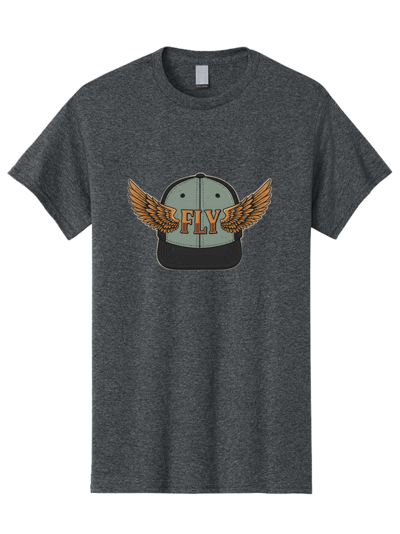 Fly-Baseball-Cap Men'S Graphic Tee, 100% Cotton, Comfortable Casual Summer Wear, Machine Washable, Baseball Cap With Wings, Fly Logo, Fashion Accessory, Streetwear Style, Winged Design, Casual Wear, Trendy Apparel, Hat With Wings Bad109