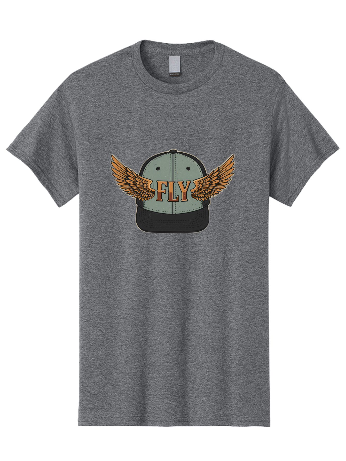 Fly-Baseball-Cap Men'S Graphic Tee, 100% Cotton, Comfortable Casual Summer Wear, Machine Washable, Baseball Cap With Wings, Fly Logo, Fashion Accessory, Streetwear Style, Winged Design, Casual Wear, Trendy Apparel, Hat With Wings Bad109