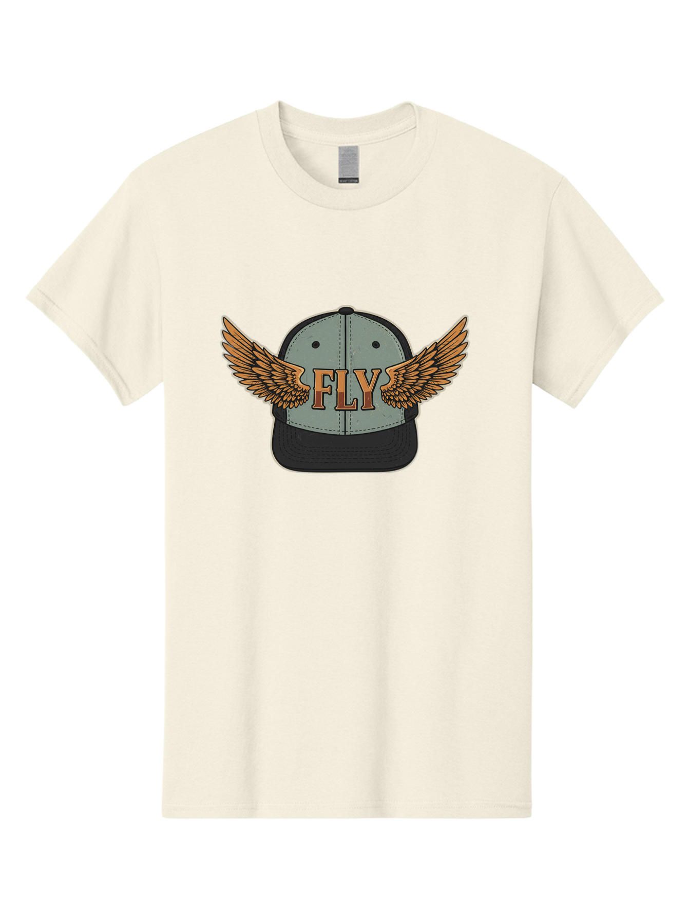 Fly-Baseball-Cap Men'S Graphic Tee, 100% Cotton, Comfortable Casual Summer Wear, Machine Washable, Baseball Cap With Wings, Fly Logo, Fashion Accessory, Streetwear Style, Winged Design, Casual Wear, Trendy Apparel, Hat With Wings Bad109