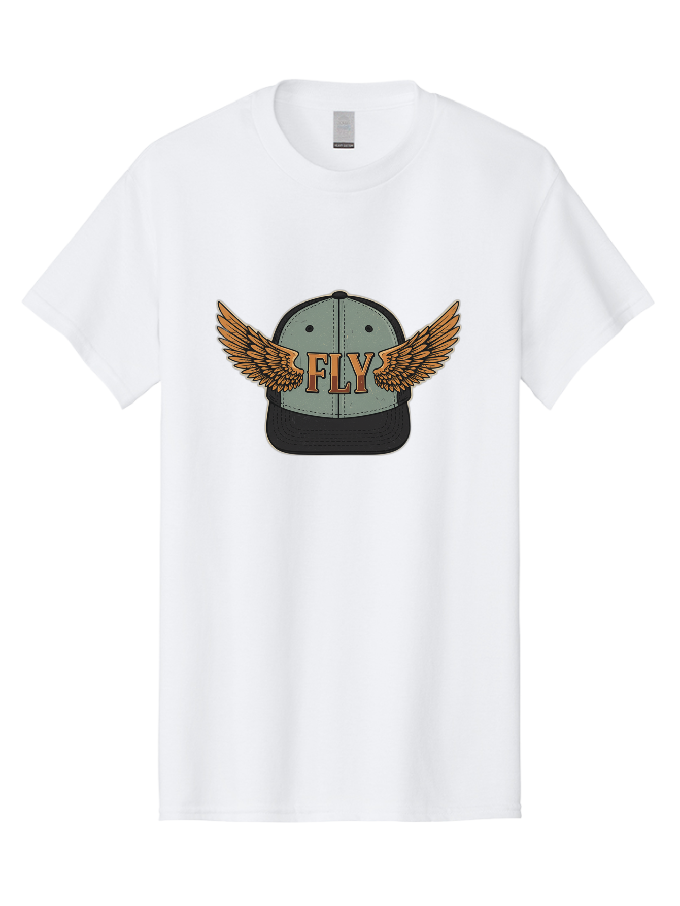 Fly-Baseball-Cap Men'S Graphic Tee, 100% Cotton, Comfortable Casual Summer Wear, Machine Washable, Baseball Cap With Wings, Fly Logo, Fashion Accessory, Streetwear Style, Winged Design, Casual Wear, Trendy Apparel, Hat With Wings Bad109