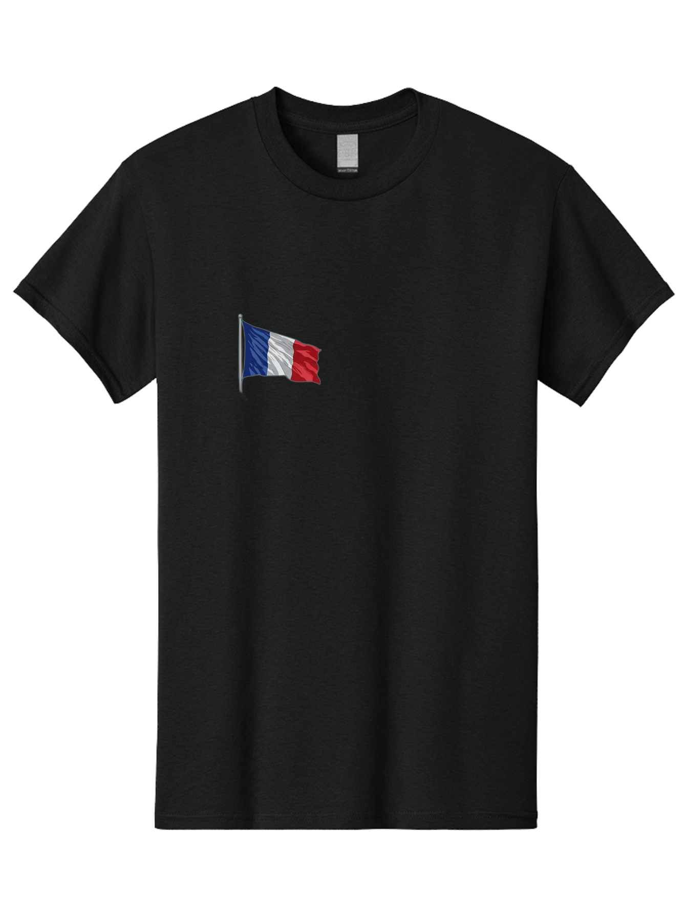 French-Flag Men'S Graphic Tee, 100% Cotton, Comfortable Casual Summer Wear, Machine Washable, French Flag Waving, National Symbol, France, Tricolor, Blue White And Red, Patriotic, Waving Flag, French Culture, Iconic Emblem, Country Flag Bad110