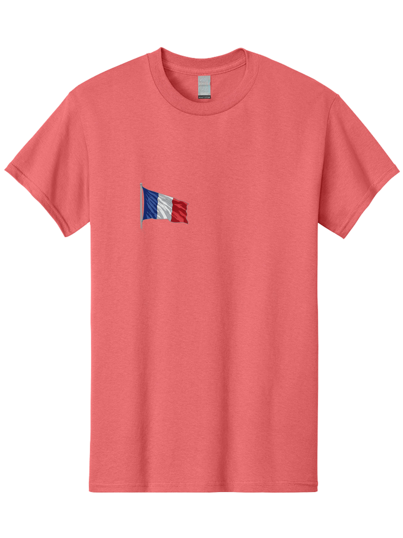 French-Flag Men'S Graphic Tee, 100% Cotton, Comfortable Casual Summer Wear, Machine Washable, French Flag Waving, National Symbol, France, Tricolor, Blue White And Red, Patriotic, Waving Flag, French Culture, Iconic Emblem, Country Flag Bad110