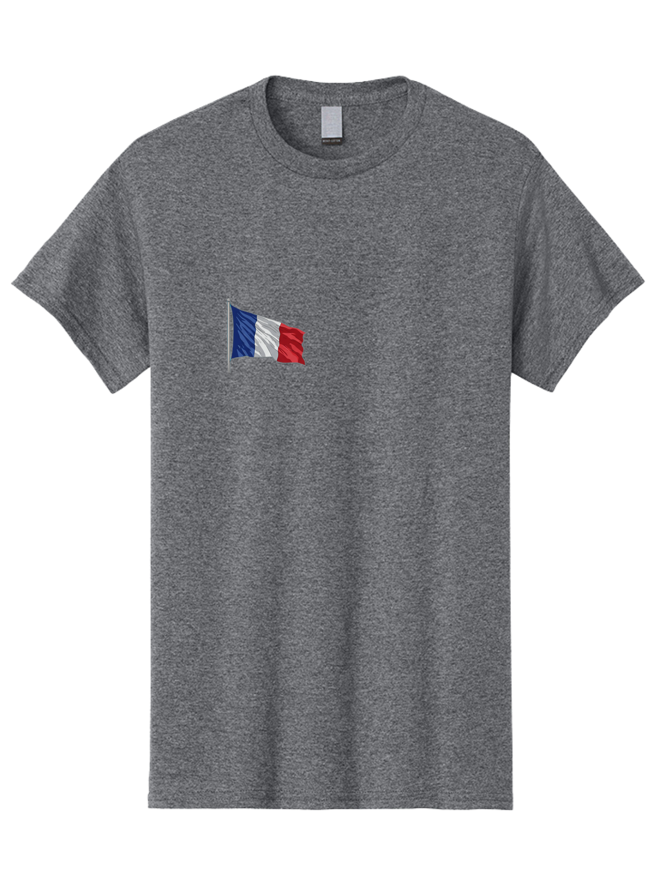 French-Flag Men'S Graphic Tee, 100% Cotton, Comfortable Casual Summer Wear, Machine Washable, French Flag Waving, National Symbol, France, Tricolor, Blue White And Red, Patriotic, Waving Flag, French Culture, Iconic Emblem, Country Flag Bad110