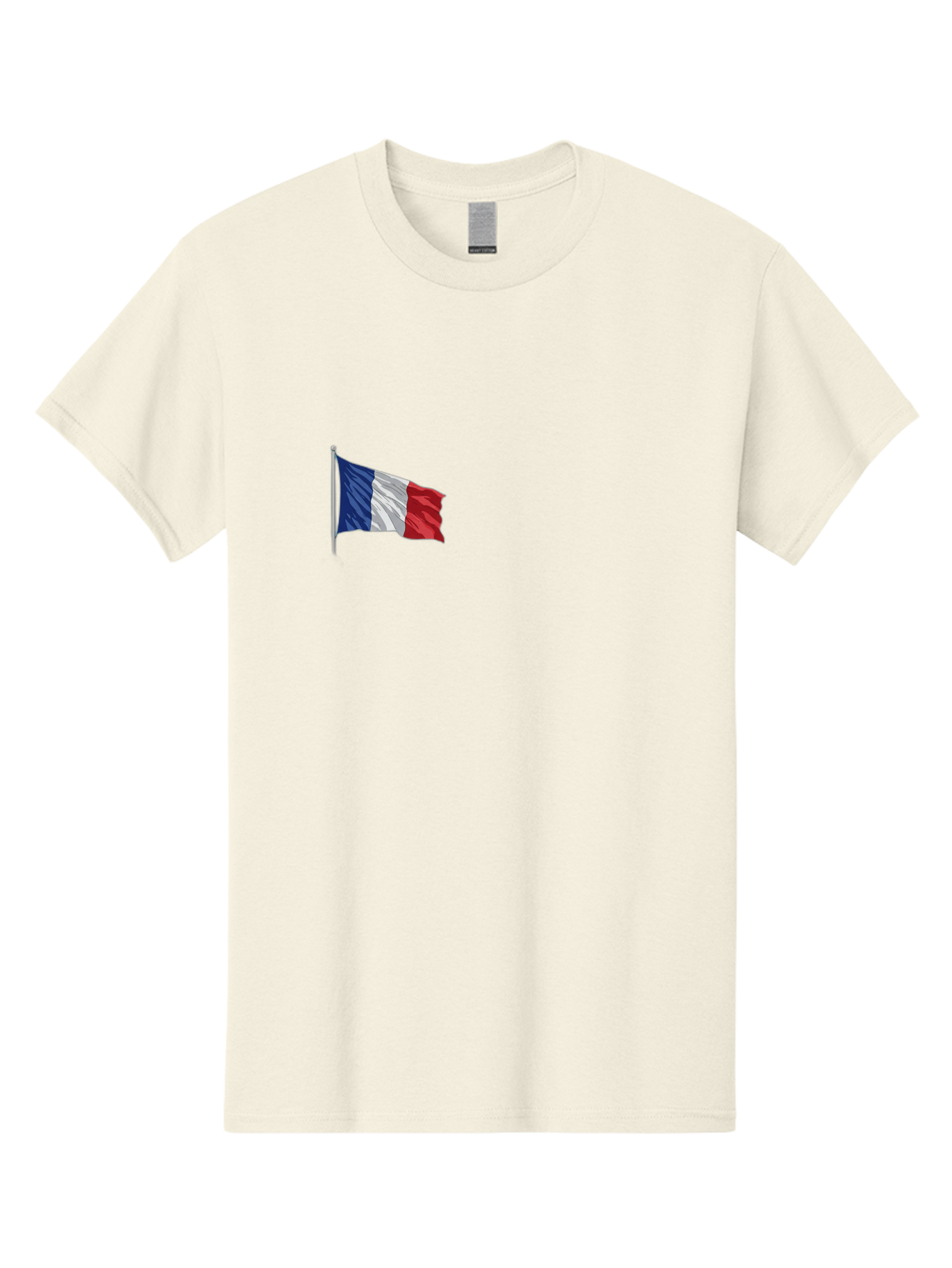 French-Flag Men'S Graphic Tee, 100% Cotton, Comfortable Casual Summer Wear, Machine Washable, French Flag Waving, National Symbol, France, Tricolor, Blue White And Red, Patriotic, Waving Flag, French Culture, Iconic Emblem, Country Flag Bad110