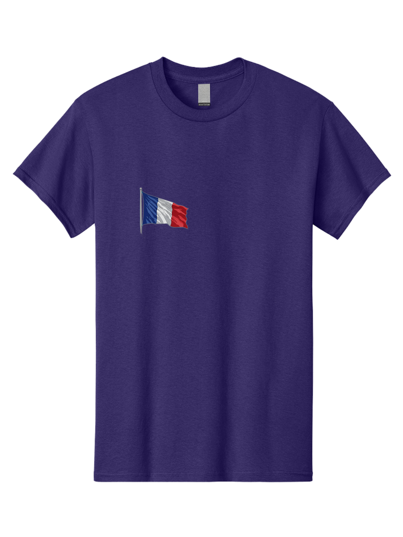 French-Flag Men'S Graphic Tee, 100% Cotton, Comfortable Casual Summer Wear, Machine Washable, French Flag Waving, National Symbol, France, Tricolor, Blue White And Red, Patriotic, Waving Flag, French Culture, Iconic Emblem, Country Flag Bad110