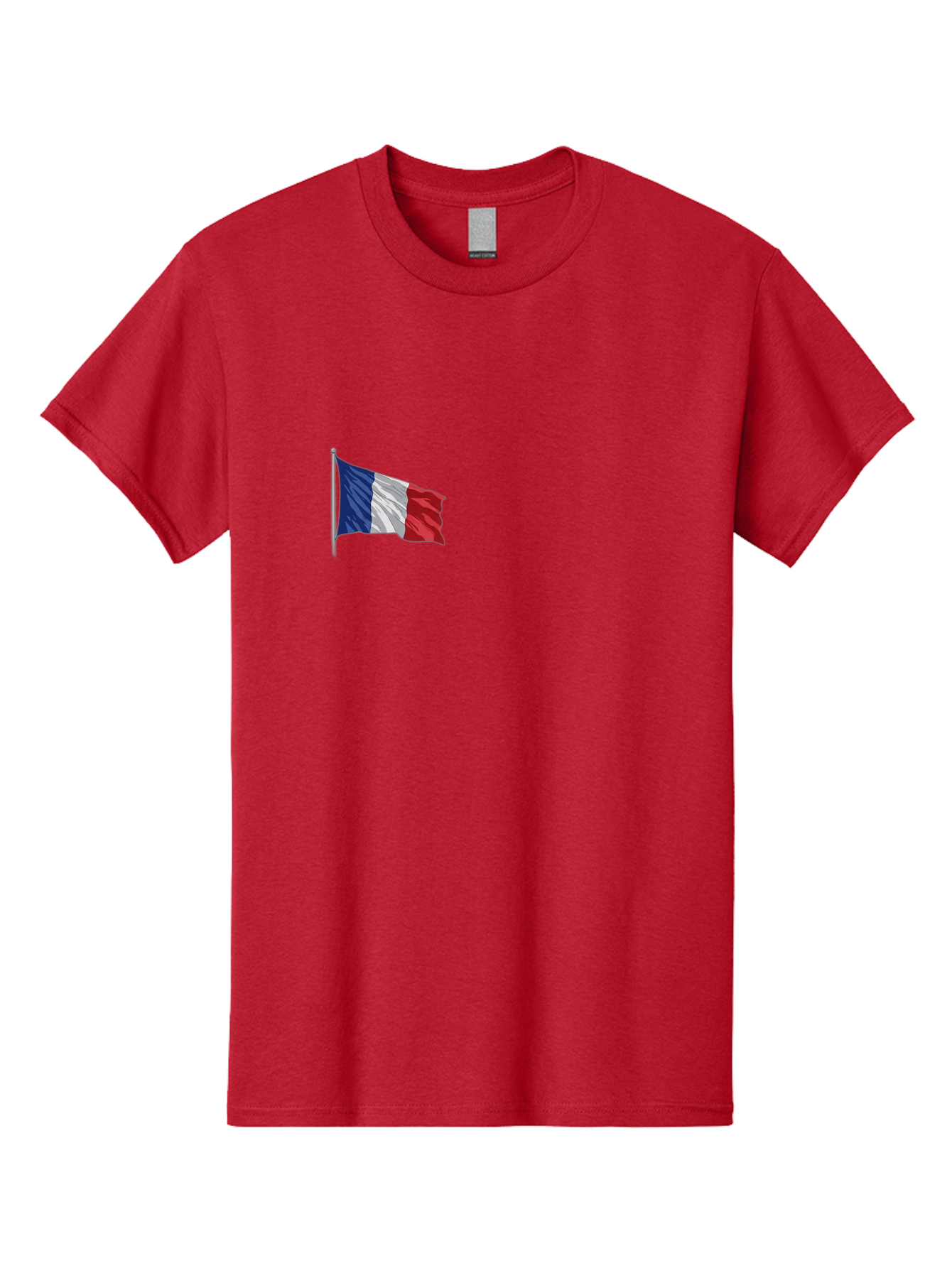 French-Flag Men'S Graphic Tee, 100% Cotton, Comfortable Casual Summer Wear, Machine Washable, French Flag Waving, National Symbol, France, Tricolor, Blue White And Red, Patriotic, Waving Flag, French Culture, Iconic Emblem, Country Flag Bad110