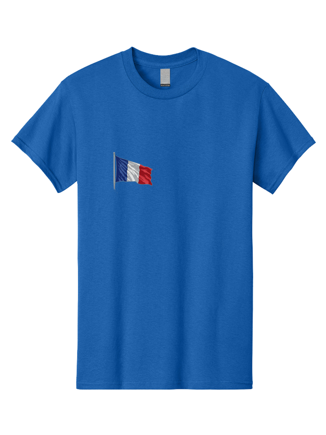 French-Flag Men'S Graphic Tee, 100% Cotton, Comfortable Casual Summer Wear, Machine Washable, French Flag Waving, National Symbol, France, Tricolor, Blue White And Red, Patriotic, Waving Flag, French Culture, Iconic Emblem, Country Flag Bad110