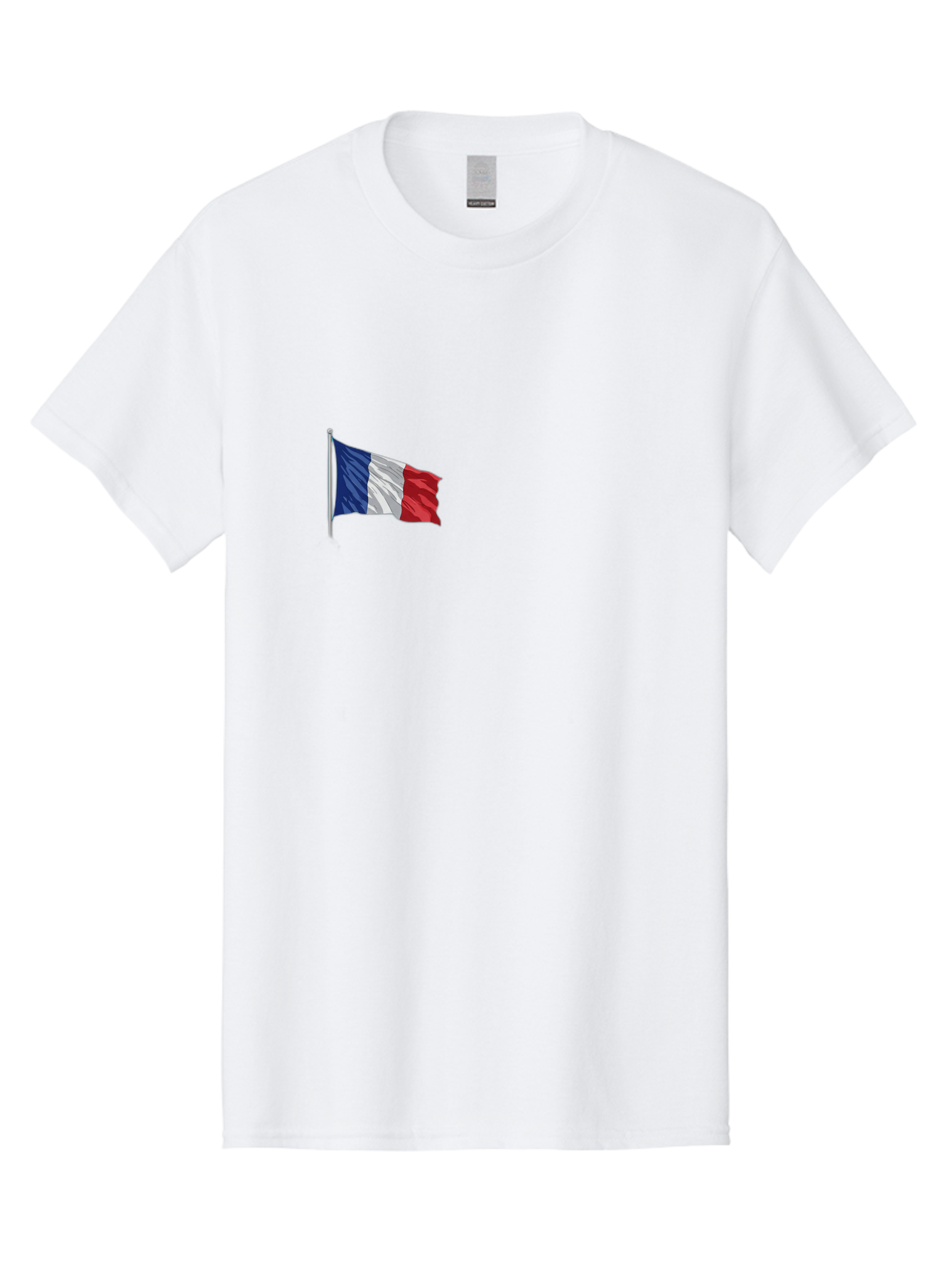 French-Flag Men'S Graphic Tee, 100% Cotton, Comfortable Casual Summer Wear, Machine Washable, French Flag Waving, National Symbol, France, Tricolor, Blue White And Red, Patriotic, Waving Flag, French Culture, Iconic Emblem, Country Flag Bad110