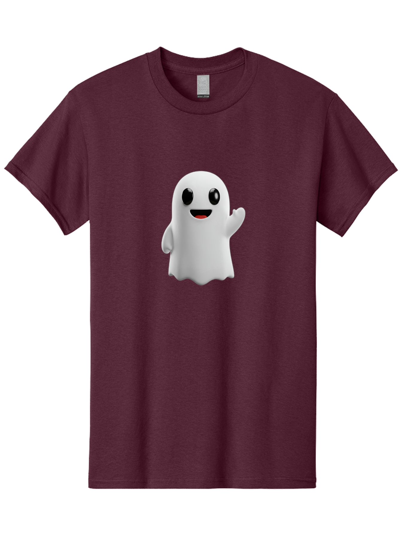 Friendly-Ghost Men'S Graphic Tee, 100% Cotton, Comfortable Casual Summer Wear, Machine Washable, Cartoon Ghost Character, Friendly Ghost, Smiling Ghost, Waving Ghost, Cute Ghost, 3D Rendering, Halloween Theme, Playful Character, Bad112
