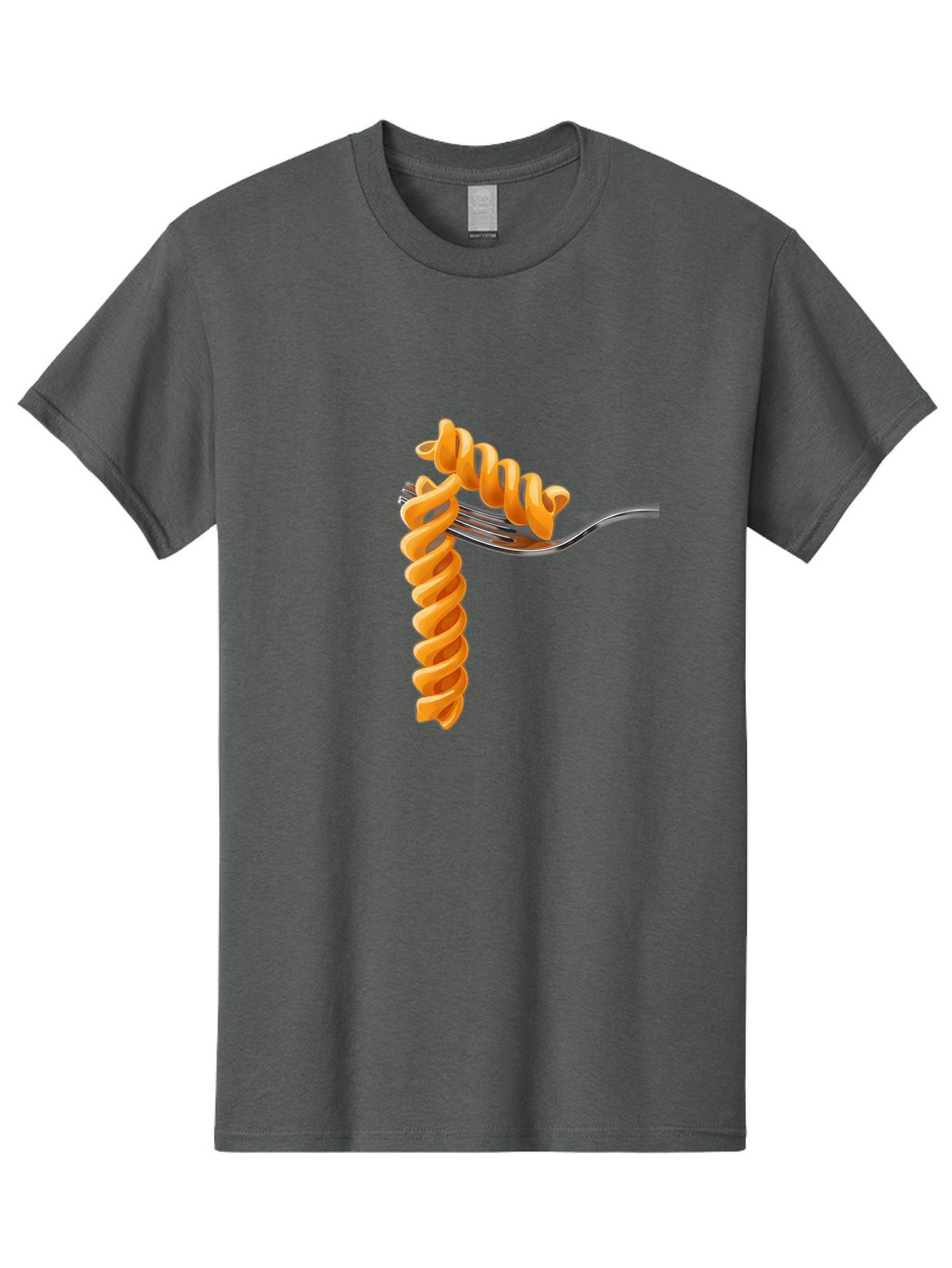 Fusilli-On-Fork Men'S Graphic Tee, 100% Cotton, Comfortable Casual Summer Wear, Machine Washable, Fusilli Pasta, Spiral Pasta, Fork, Italian Cuisine, Delicious Meal, Tasty Food, Pasta Dish, Culinary Delight Bad113