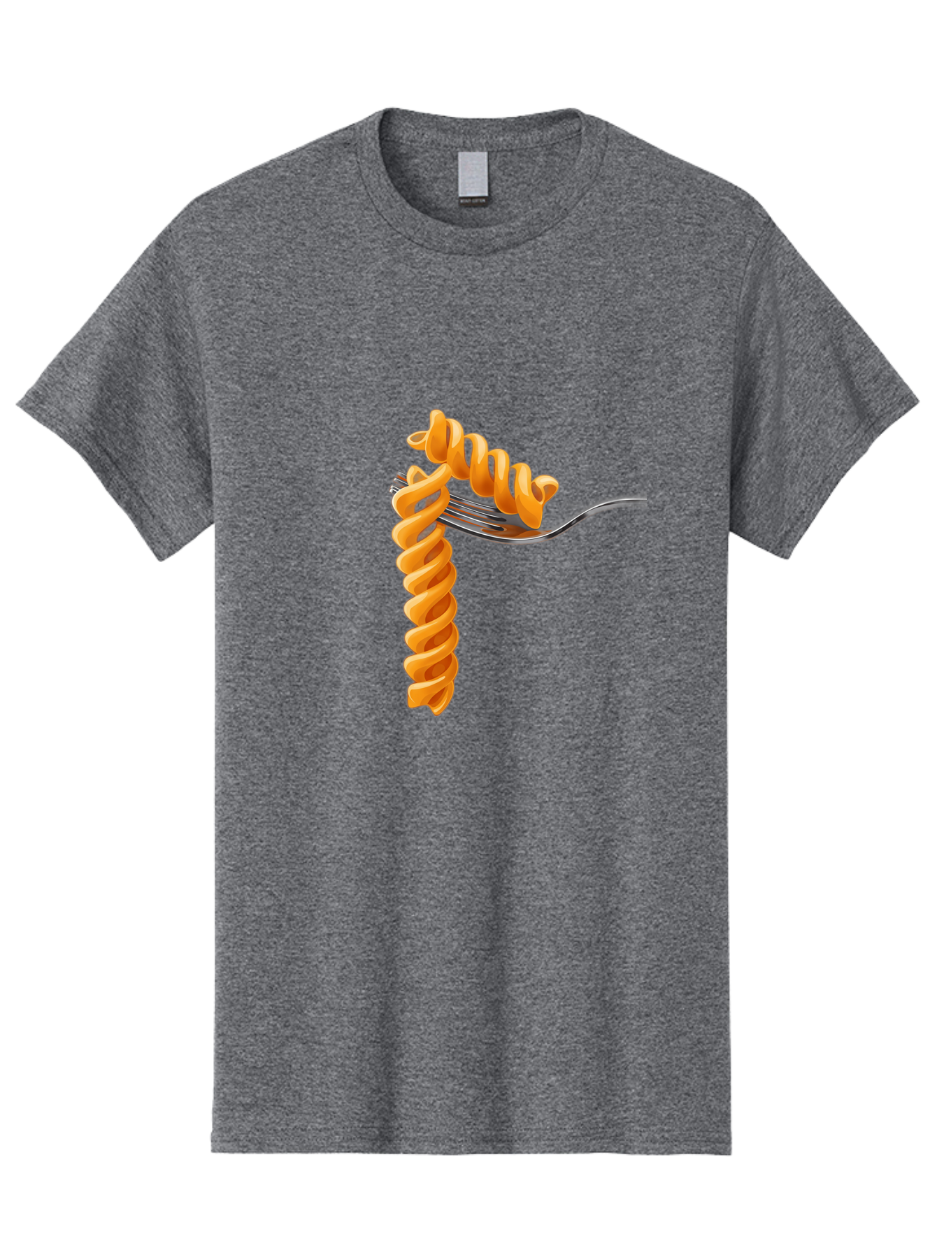 Fusilli-On-Fork Men'S Graphic Tee, 100% Cotton, Comfortable Casual Summer Wear, Machine Washable, Fusilli Pasta, Spiral Pasta, Fork, Italian Cuisine, Delicious Meal, Tasty Food, Pasta Dish, Culinary Delight Bad113