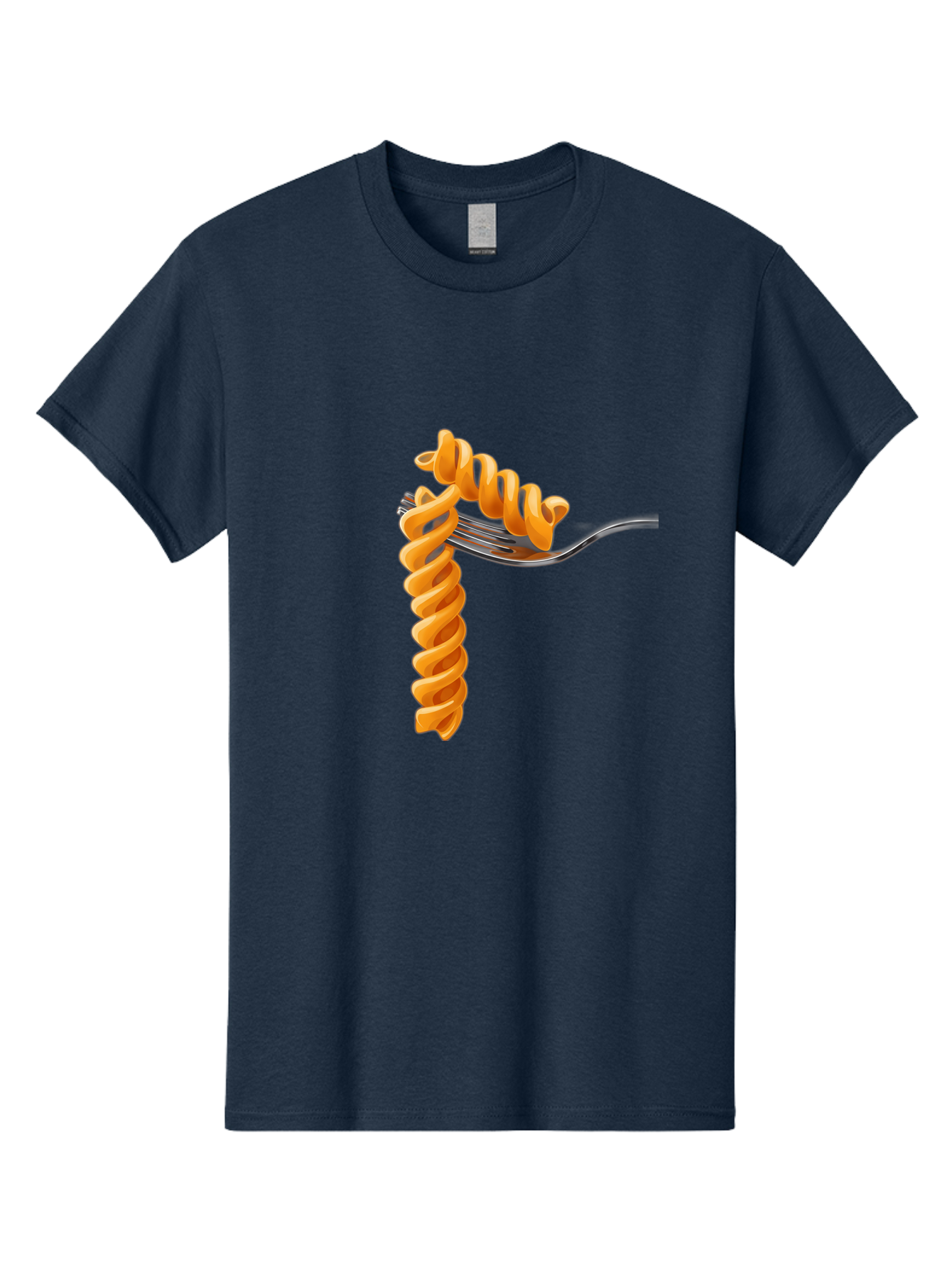 Fusilli-On-Fork Men'S Graphic Tee, 100% Cotton, Comfortable Casual Summer Wear, Machine Washable, Fusilli Pasta, Spiral Pasta, Fork, Italian Cuisine, Delicious Meal, Tasty Food, Pasta Dish, Culinary Delight Bad113