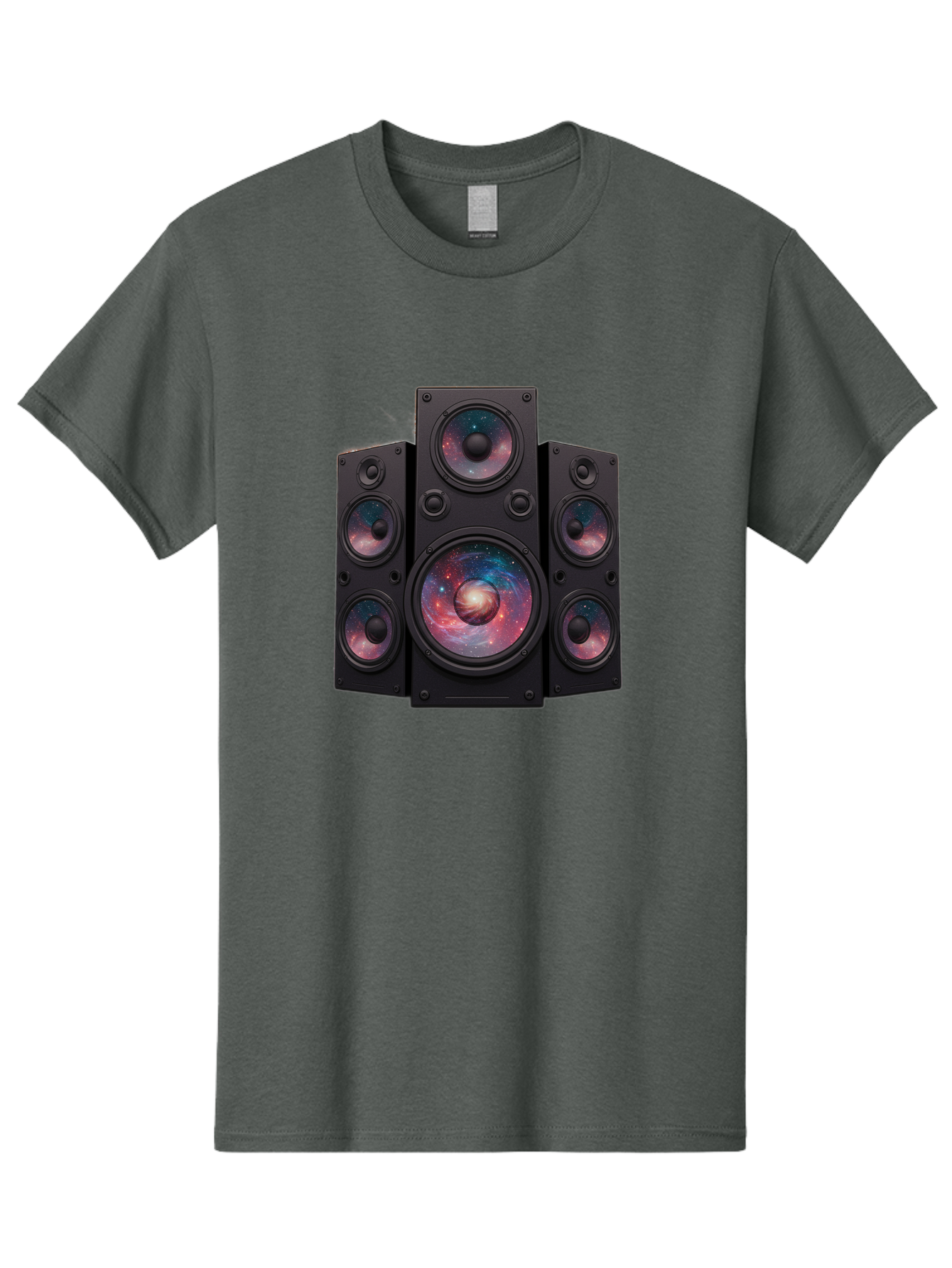 Galaxy-Speakers Men'S Graphic Tee, 100% Cotton, Comfortable Casual Summer Wear, Machine Washable, Home Theater System, Surround Sound Speakers, Galaxy Design, Space-Themed Decor, Audio Equipment, Immersive Sound Experience, Bad114