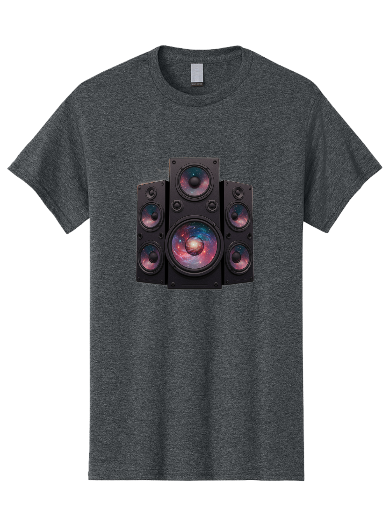 Galaxy-Speakers Men'S Graphic Tee, 100% Cotton, Comfortable Casual Summer Wear, Machine Washable, Home Theater System, Surround Sound Speakers, Galaxy Design, Space-Themed Decor, Audio Equipment, Immersive Sound Experience, Bad114