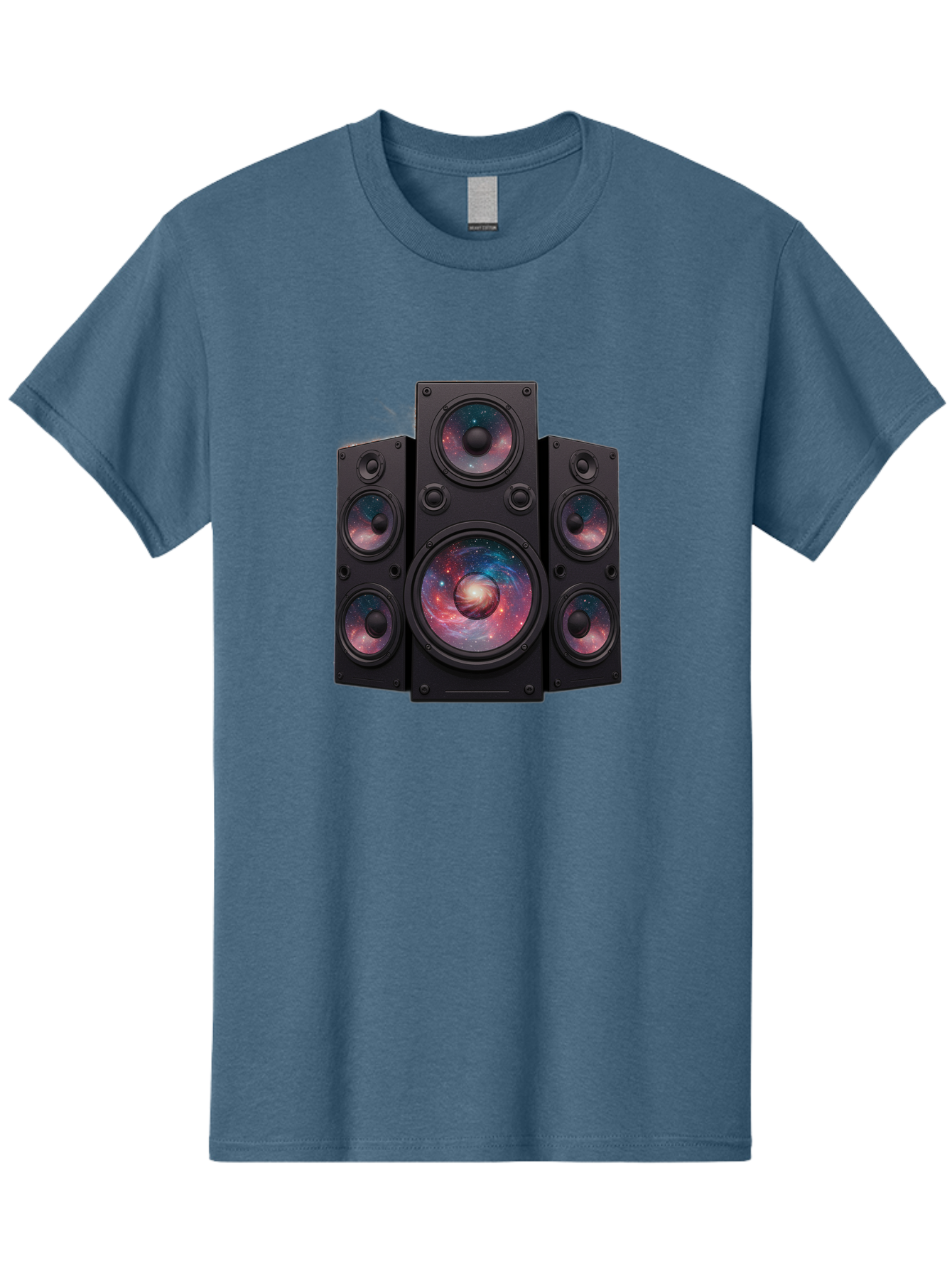 Galaxy-Speakers Men'S Graphic Tee, 100% Cotton, Comfortable Casual Summer Wear, Machine Washable, Home Theater System, Surround Sound Speakers, Galaxy Design, Space-Themed Decor, Audio Equipment, Immersive Sound Experience, Bad114