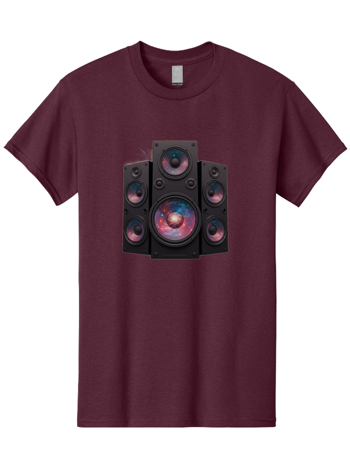 Galaxy-Speakers Men'S Graphic Tee, 100% Cotton, Comfortable Casual Summer Wear, Machine Washable, Home Theater System, Surround Sound Speakers, Galaxy Design, Space-Themed Decor, Audio Equipment, Immersive Sound Experience, Bad114