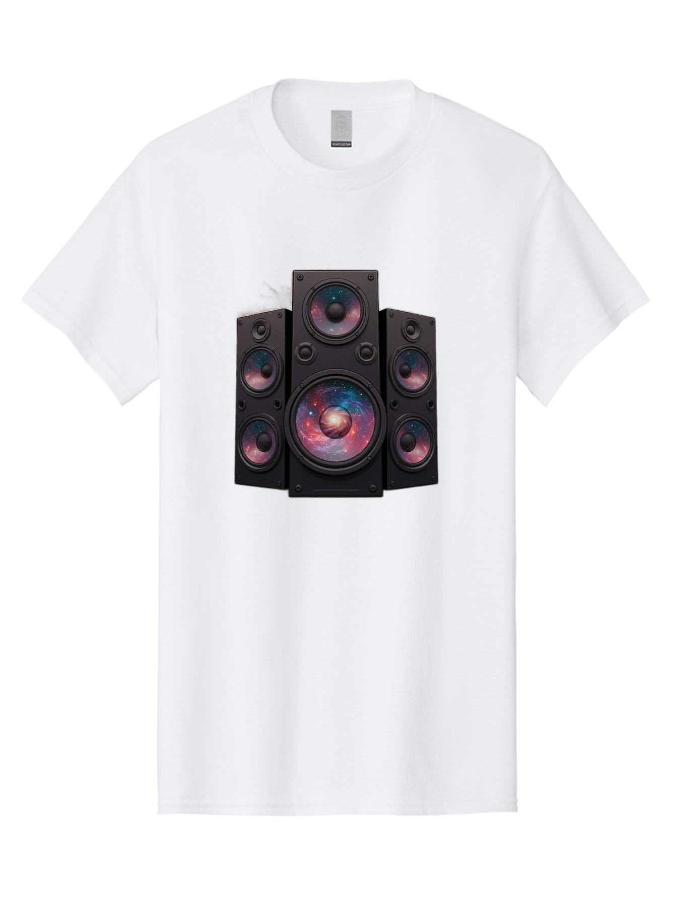 Galaxy-Speakers Men'S Graphic Tee, 100% Cotton, Comfortable Casual Summer Wear, Machine Washable, Home Theater System, Surround Sound Speakers, Galaxy Design, Space-Themed Decor, Audio Equipment, Immersive Sound Experience, Bad114