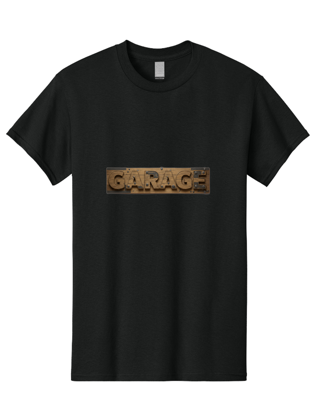 Garage Men'S Graphic Tee, 100% Cotton, Comfortable Casual Summer Wear, Machine Washable, Wooden Sign, Wooden Letters, Metal Rivets, Garage Text, Rustic Signage, Vintage Style, Retro Aesthetic, Grunge Texture, Diy Decor Bad116