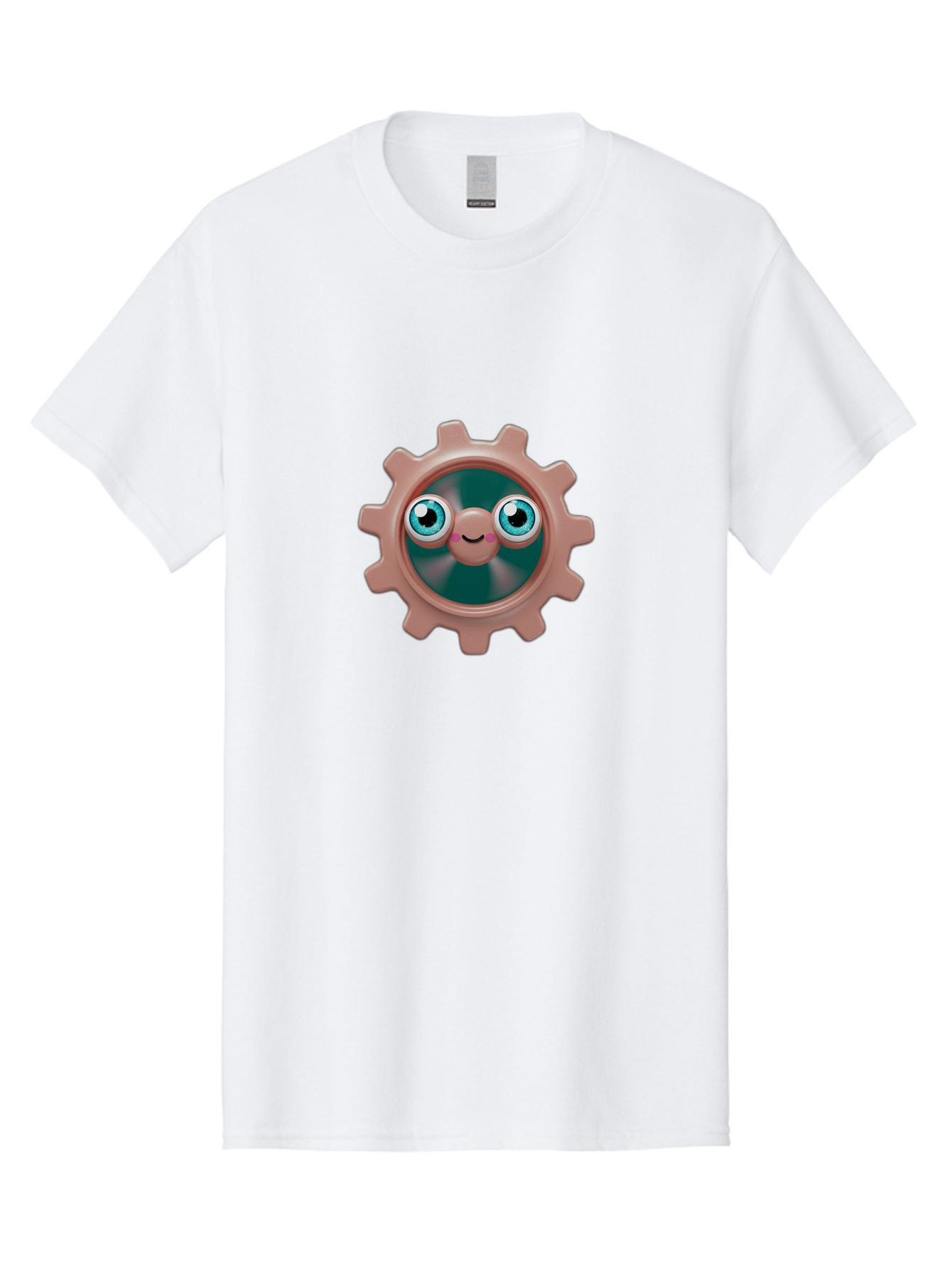 Gear-2 Men'S Graphic Tee, 100% Cotton, Comfortable Casual Summer Wear, Machine Washable, Cartoon Gear, Pink Cog, Blue Eyes, Smiling Face, Machinery Character, Cute Robot, Animated Machinery, Robotic Parts, Mechanical Icon Bad121