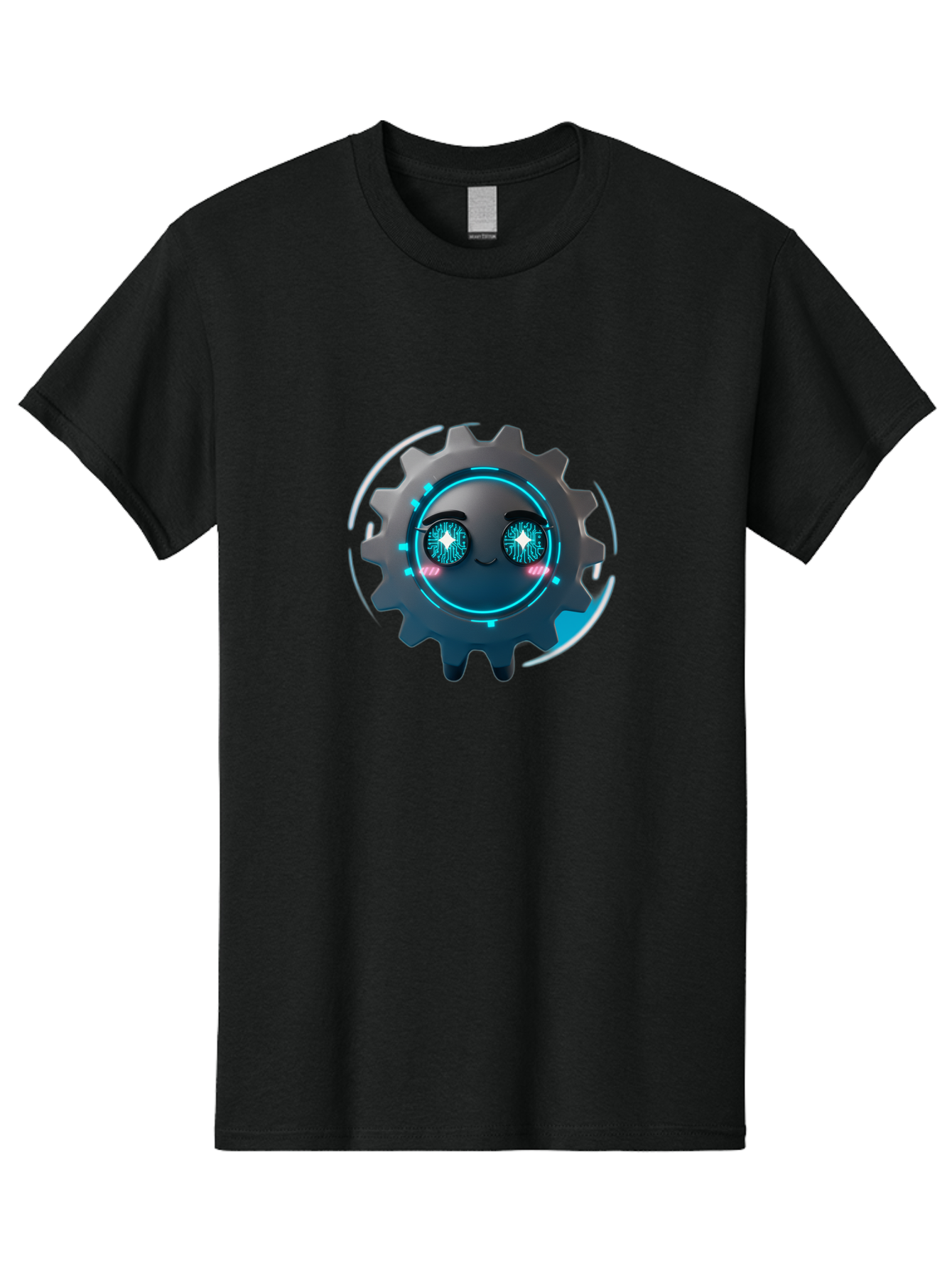 Gear-Character Men'S Graphic Tee, 100% Cotton, Comfortable Casual Summer Wear, Machine Washable, Futuristic Gear, Robotic Character, Mechanical Eyes, Neon Lights, Cybernetic Design, Futuristic Technology, Innovation, Artificial Intelligence, Bad122