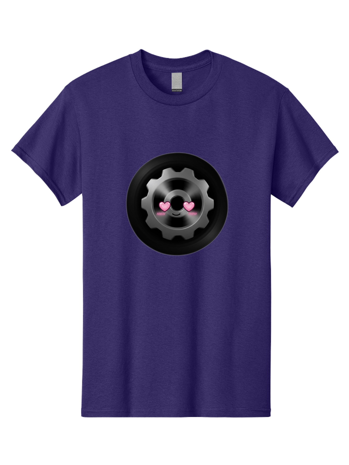 Gear Men'S Graphic Tee, 100% Cotton, Comfortable Casual Summer Wear, Machine Washable, Metal Gear, Heart Eyes, Love Symbol, Romantic Machinery, Cute Robotics, Heart-Shaped Eyes, Mechanical Love, Tech Emoticon Bad126
