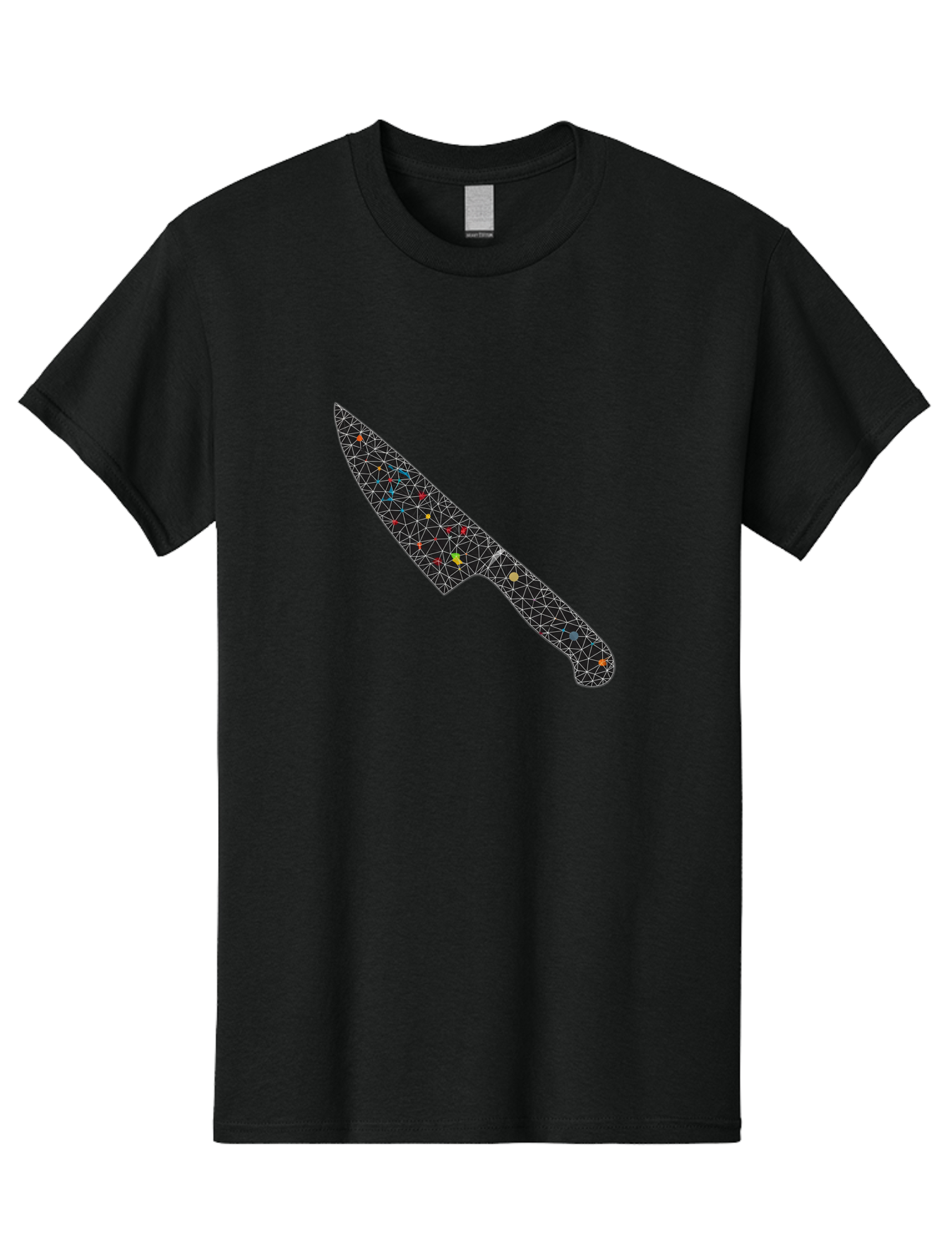 Geometric-Knife Men'S Graphic Tee, 100% Cotton, Comfortable Casual Summer Wear, Machine Washable, Low Poly Knife, Geometric Pattern, 3D Design, Colorful Accents, Modern Style, Abstract Art, Futuristic Look, Sharp Edge, Digital Illustration Bad129