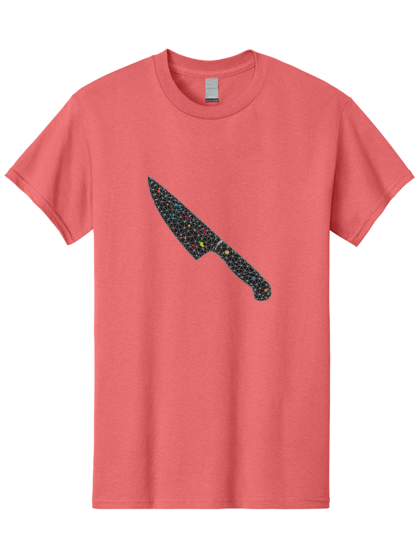 Geometric-Knife Men'S Graphic Tee, 100% Cotton, Comfortable Casual Summer Wear, Machine Washable, Low Poly Knife, Geometric Pattern, 3D Design, Colorful Accents, Modern Style, Abstract Art, Futuristic Look, Sharp Edge, Digital Illustration Bad129