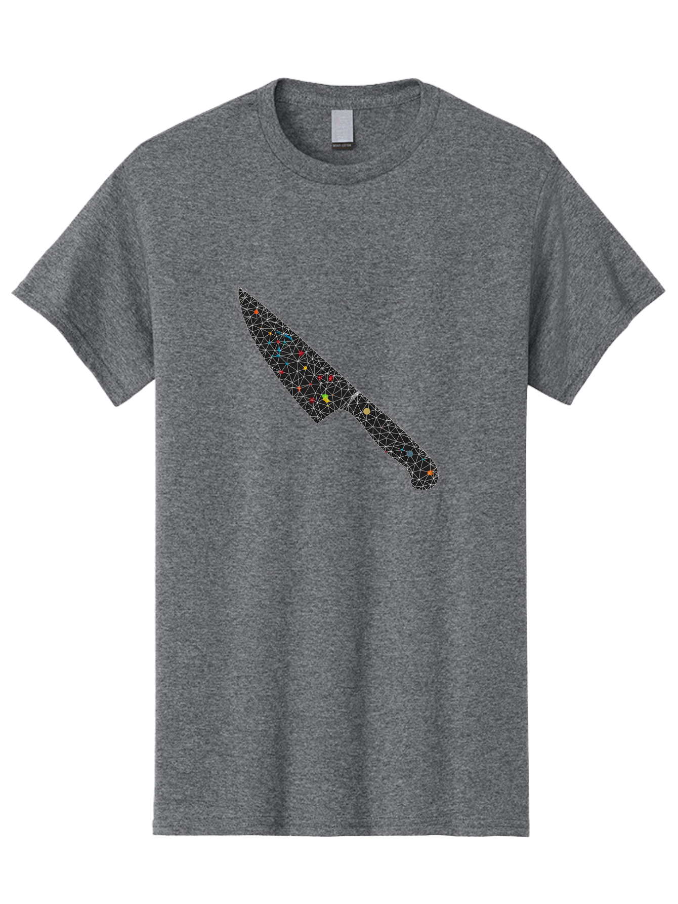Geometric-Knife Men'S Graphic Tee, 100% Cotton, Comfortable Casual Summer Wear, Machine Washable, Low Poly Knife, Geometric Pattern, 3D Design, Colorful Accents, Modern Style, Abstract Art, Futuristic Look, Sharp Edge, Digital Illustration Bad129
