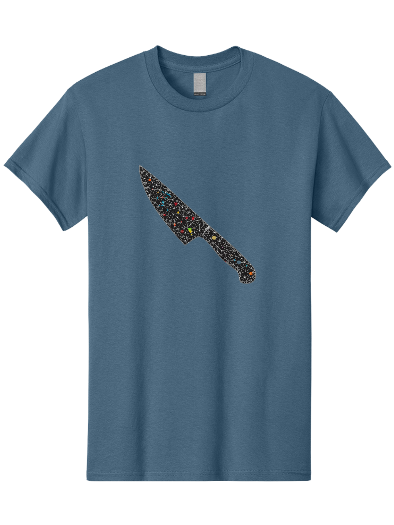 Geometric-Knife Men'S Graphic Tee, 100% Cotton, Comfortable Casual Summer Wear, Machine Washable, Low Poly Knife, Geometric Pattern, 3D Design, Colorful Accents, Modern Style, Abstract Art, Futuristic Look, Sharp Edge, Digital Illustration Bad129