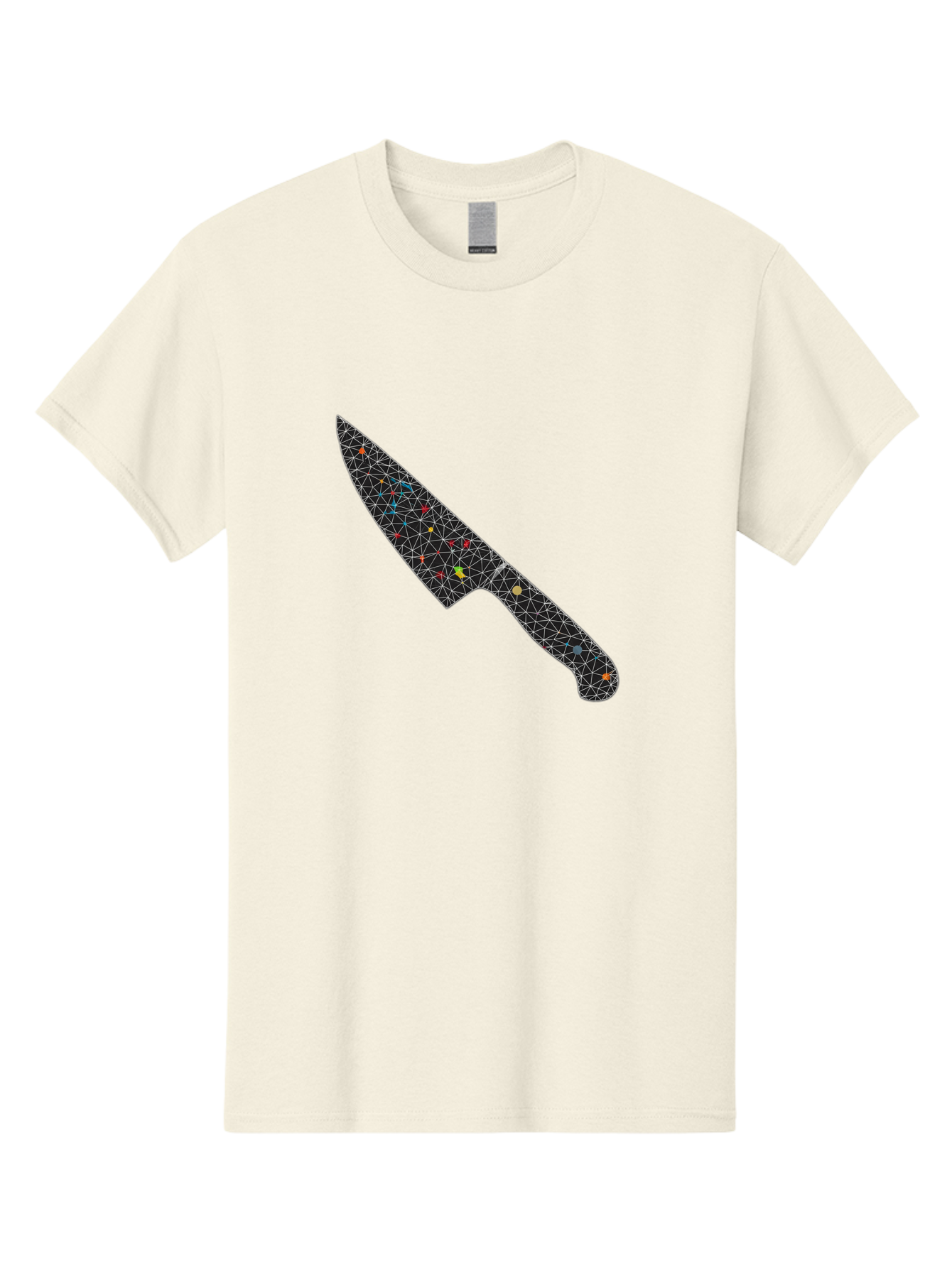 Geometric-Knife Men'S Graphic Tee, 100% Cotton, Comfortable Casual Summer Wear, Machine Washable, Low Poly Knife, Geometric Pattern, 3D Design, Colorful Accents, Modern Style, Abstract Art, Futuristic Look, Sharp Edge, Digital Illustration Bad129