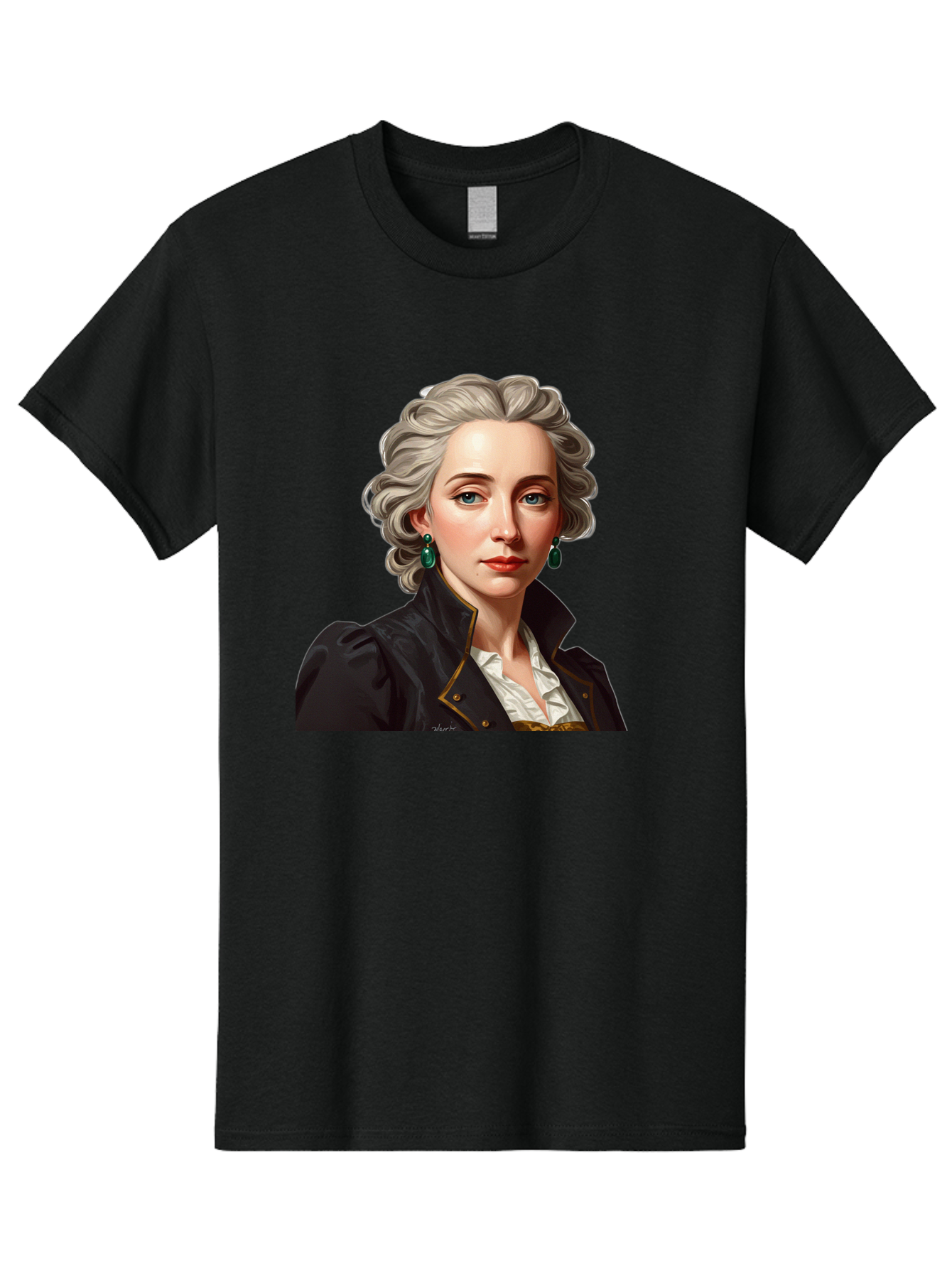 George-Sand Men'S Graphic Tee, 100% Cotton, Comfortable Casual Summer Wear, Machine Washable, Georgiana Cavendish, Duchess Of Devonshire, Historical Figure, Aristocratic Attire, 18Th-Century Fashion, Elegant Earrings, Curly Gray Hair, Bad134