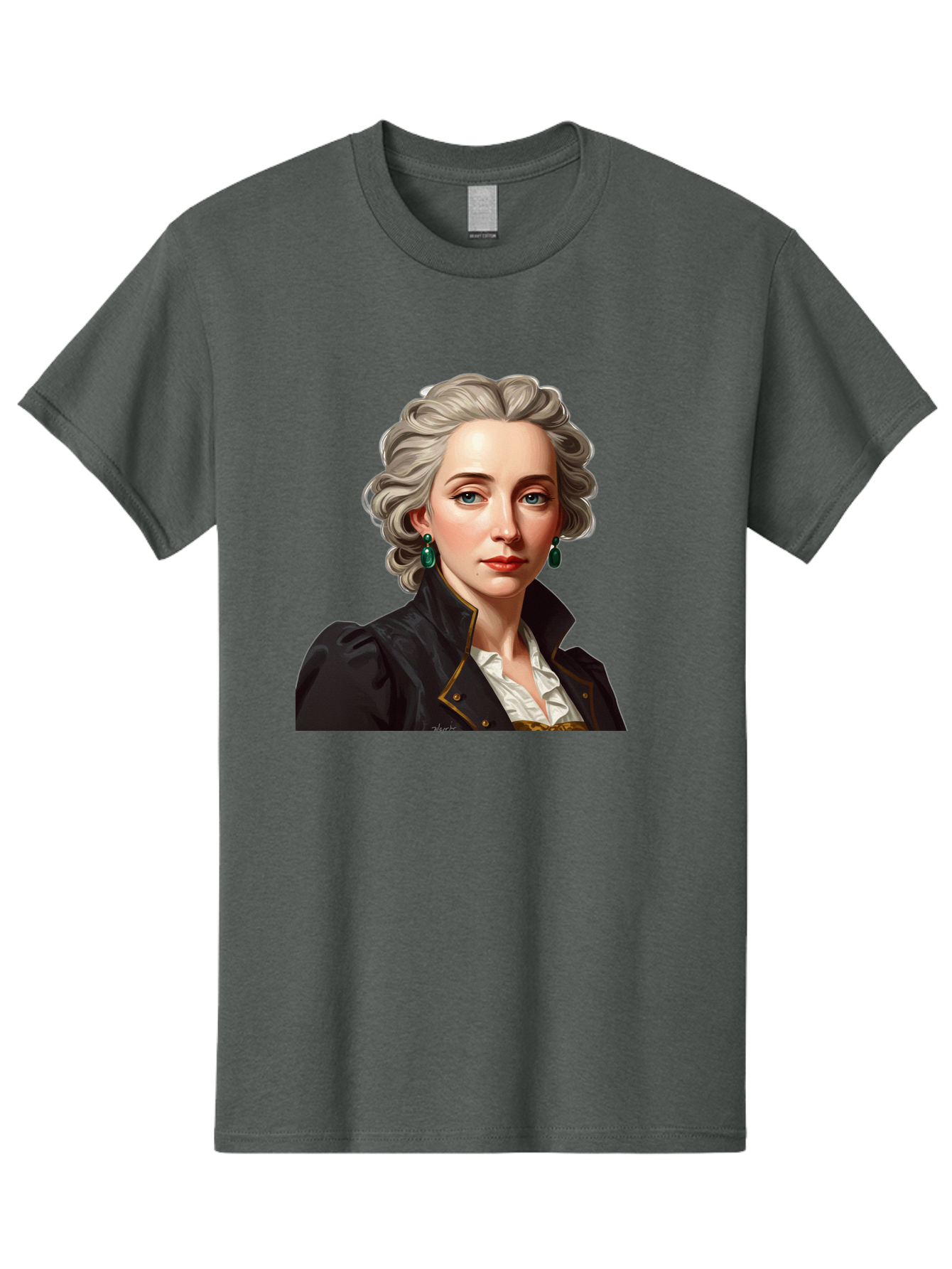 George-Sand Men'S Graphic Tee, 100% Cotton, Comfortable Casual Summer Wear, Machine Washable, Georgiana Cavendish, Duchess Of Devonshire, Historical Figure, Aristocratic Attire, 18Th-Century Fashion, Elegant Earrings, Curly Gray Hair, Bad134