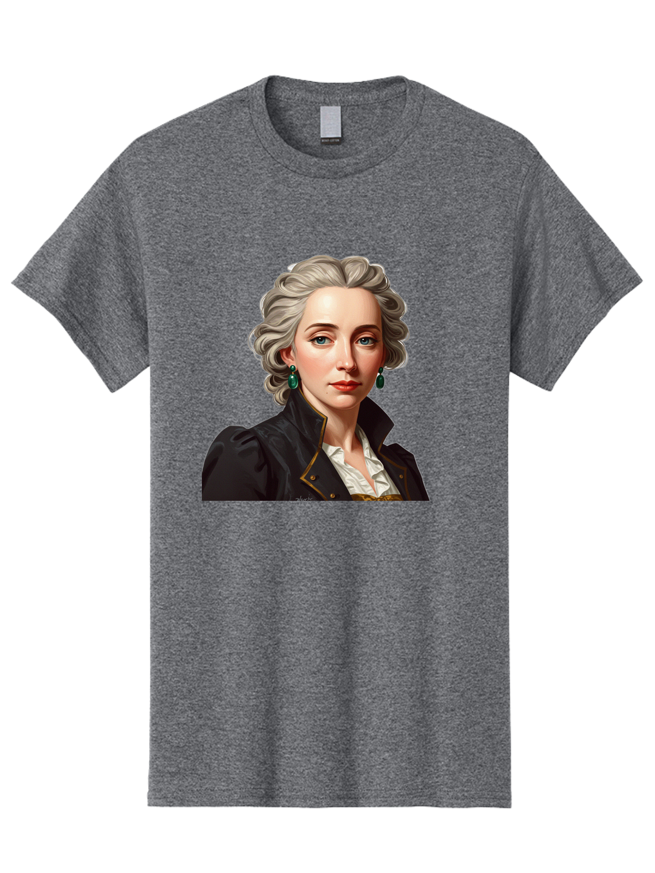 George-Sand Men'S Graphic Tee, 100% Cotton, Comfortable Casual Summer Wear, Machine Washable, Georgiana Cavendish, Duchess Of Devonshire, Historical Figure, Aristocratic Attire, 18Th-Century Fashion, Elegant Earrings, Curly Gray Hair, Bad134