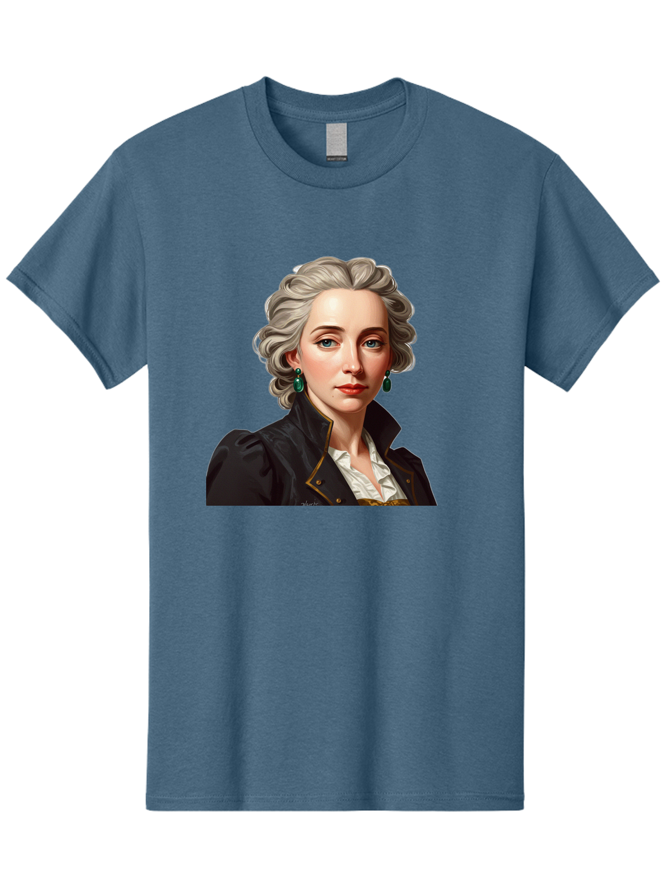 George-Sand Men'S Graphic Tee, 100% Cotton, Comfortable Casual Summer Wear, Machine Washable, Georgiana Cavendish, Duchess Of Devonshire, Historical Figure, Aristocratic Attire, 18Th-Century Fashion, Elegant Earrings, Curly Gray Hair, Bad134