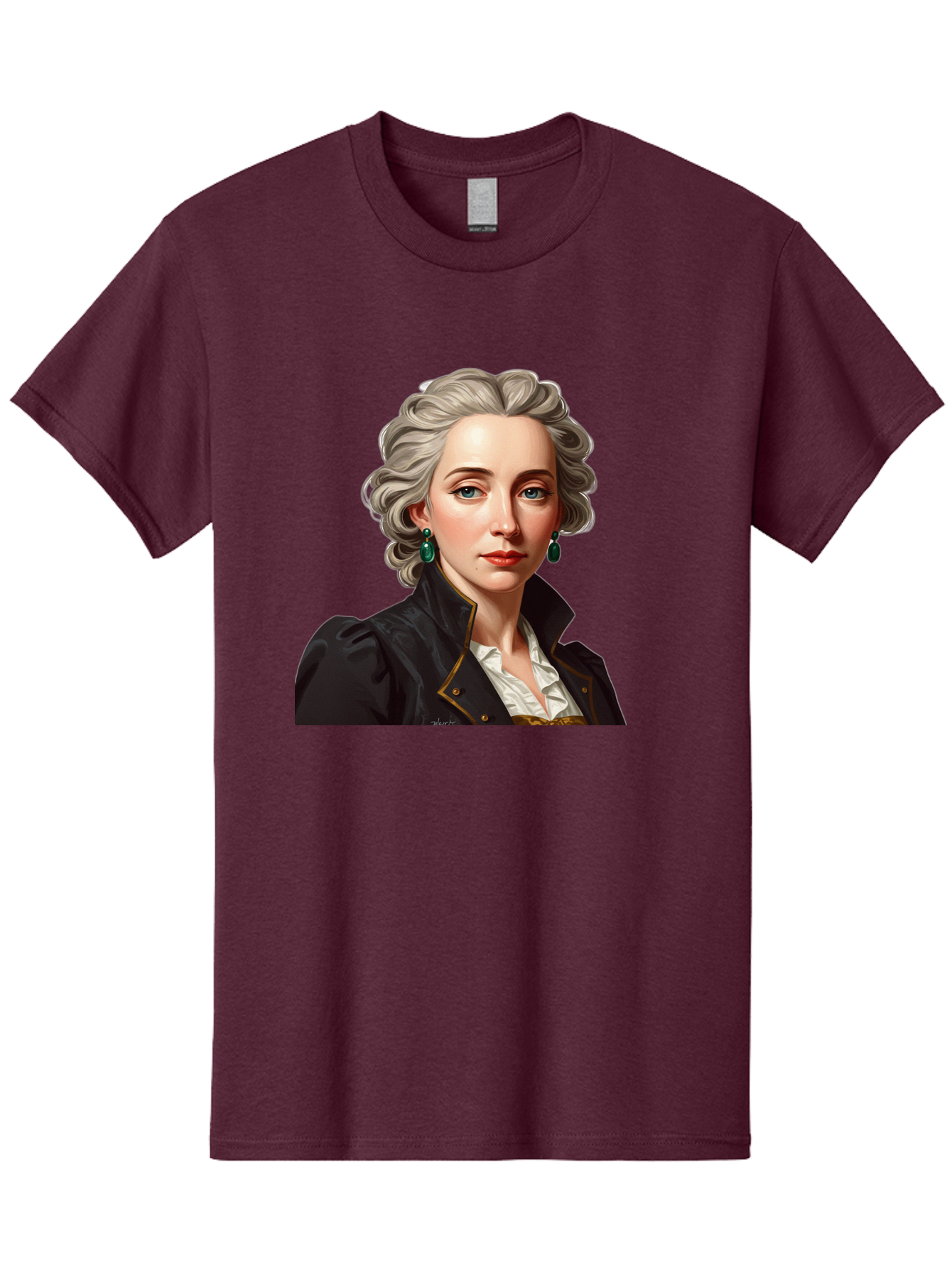 George-Sand Men'S Graphic Tee, 100% Cotton, Comfortable Casual Summer Wear, Machine Washable, Georgiana Cavendish, Duchess Of Devonshire, Historical Figure, Aristocratic Attire, 18Th-Century Fashion, Elegant Earrings, Curly Gray Hair, Bad134