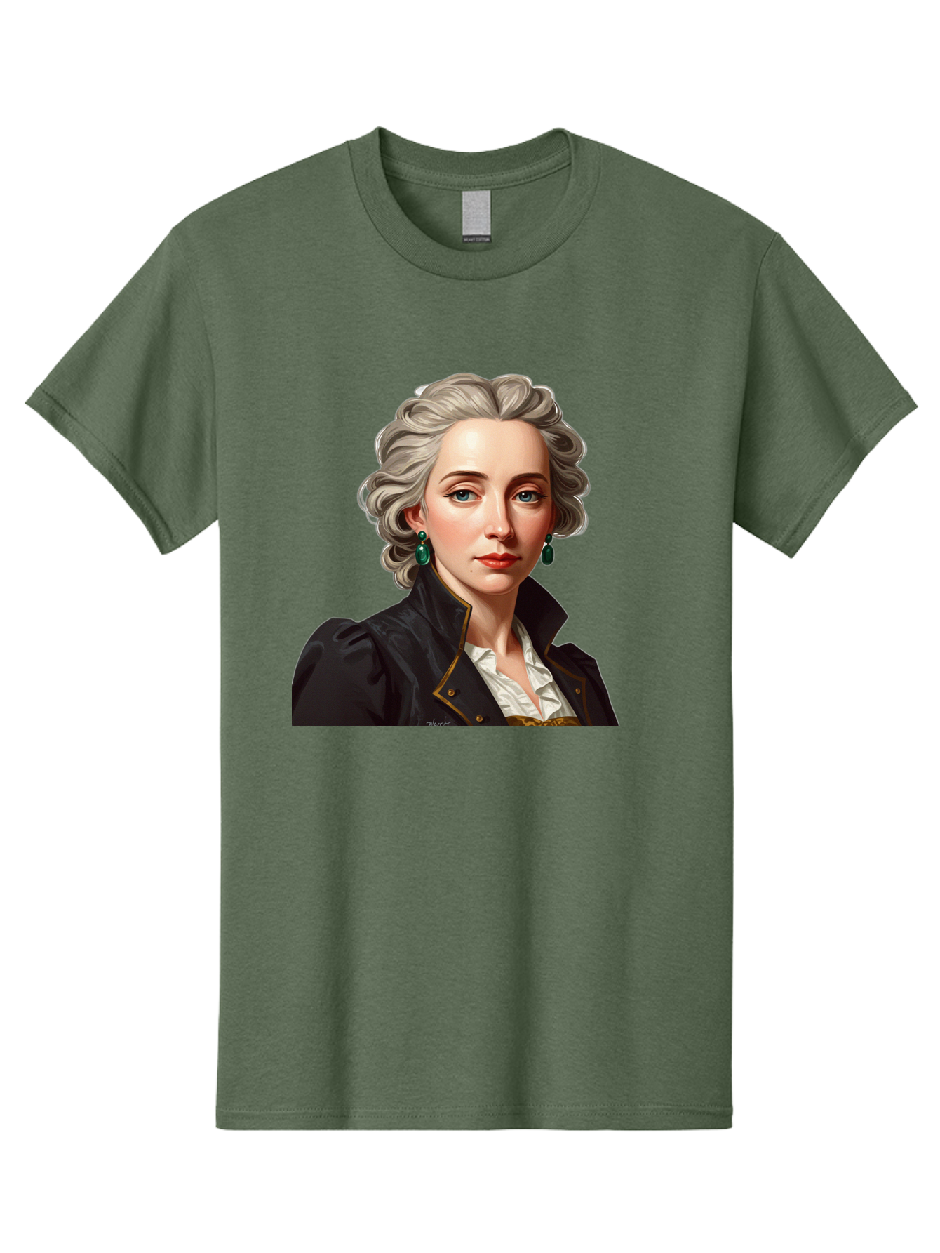 George-Sand Men'S Graphic Tee, 100% Cotton, Comfortable Casual Summer Wear, Machine Washable, Georgiana Cavendish, Duchess Of Devonshire, Historical Figure, Aristocratic Attire, 18Th-Century Fashion, Elegant Earrings, Curly Gray Hair, Bad134