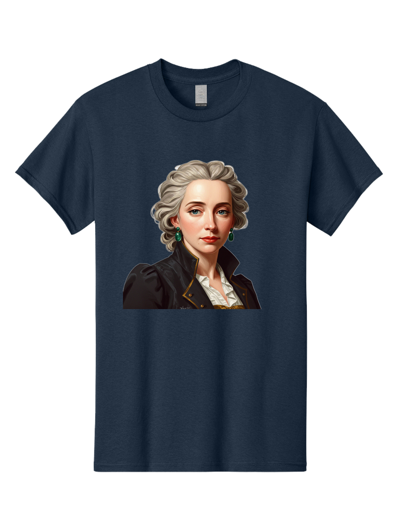 George-Sand Men'S Graphic Tee, 100% Cotton, Comfortable Casual Summer Wear, Machine Washable, Georgiana Cavendish, Duchess Of Devonshire, Historical Figure, Aristocratic Attire, 18Th-Century Fashion, Elegant Earrings, Curly Gray Hair, Bad134