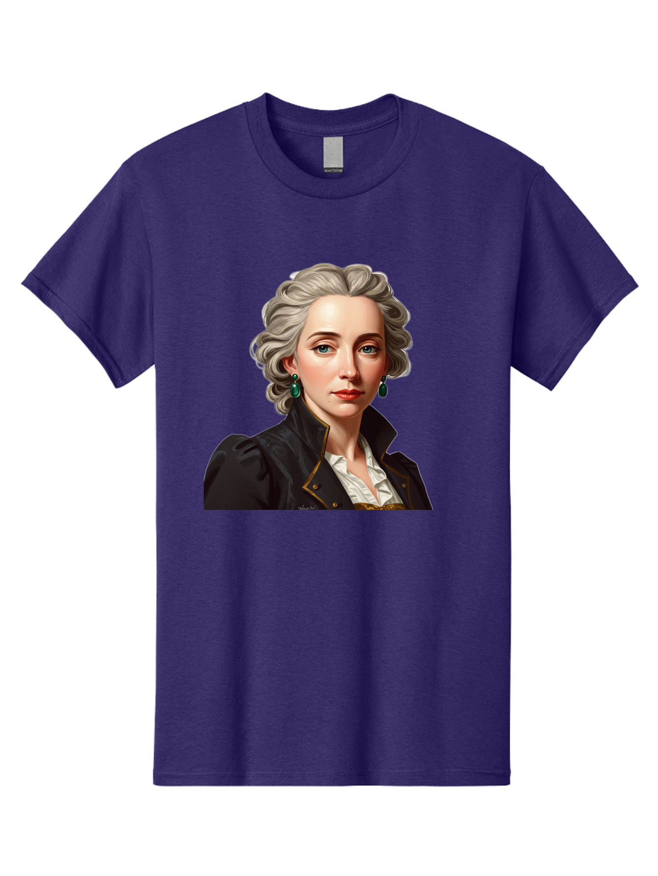 George-Sand Men'S Graphic Tee, 100% Cotton, Comfortable Casual Summer Wear, Machine Washable, Georgiana Cavendish, Duchess Of Devonshire, Historical Figure, Aristocratic Attire, 18Th-Century Fashion, Elegant Earrings, Curly Gray Hair, Bad134