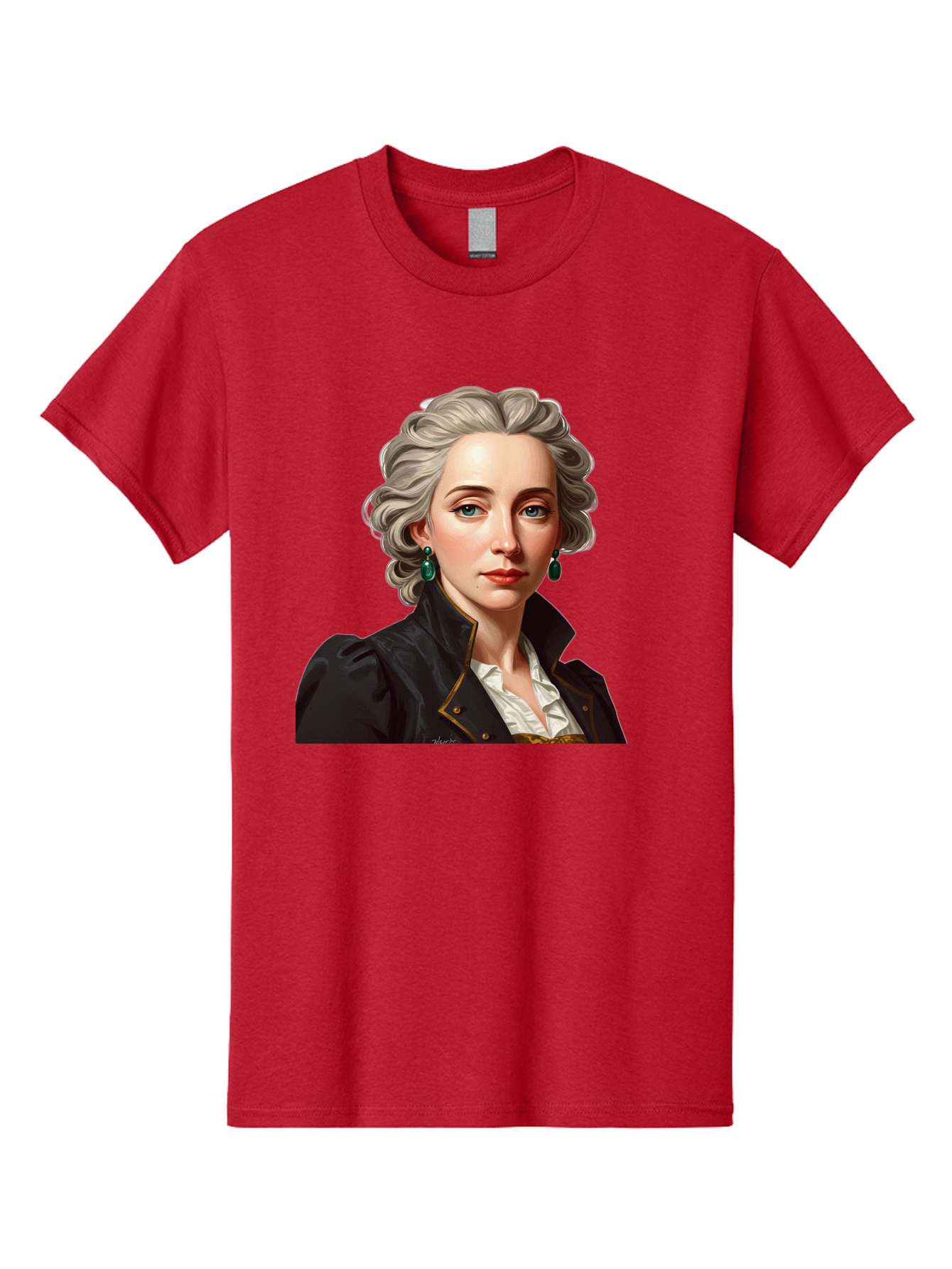 George-Sand Men'S Graphic Tee, 100% Cotton, Comfortable Casual Summer Wear, Machine Washable, Georgiana Cavendish, Duchess Of Devonshire, Historical Figure, Aristocratic Attire, 18Th-Century Fashion, Elegant Earrings, Curly Gray Hair, Bad134