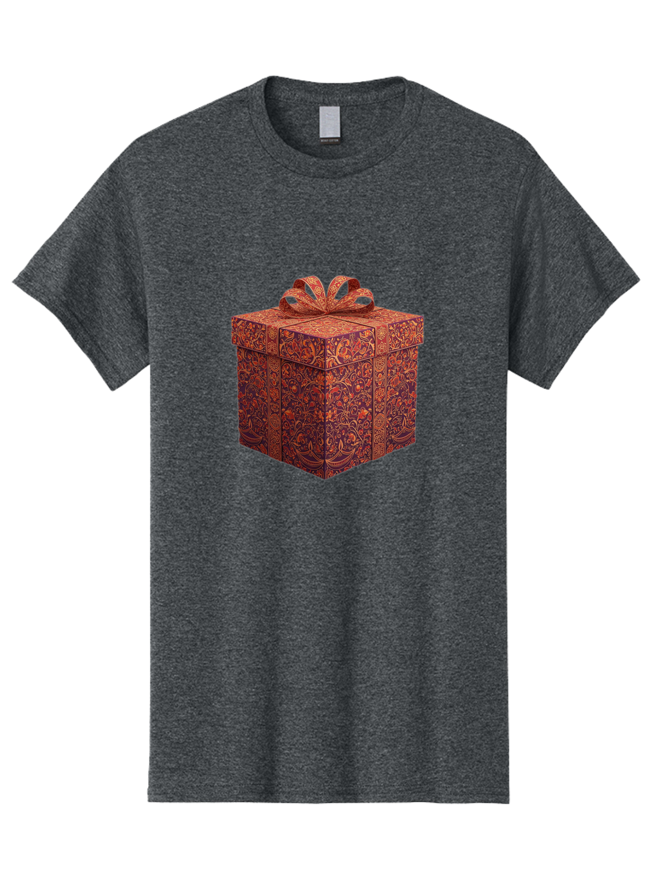 Gift-Box-1 Men'S Graphic Tee, 100% Cotton, Comfortable Casual Summer Wear, Machine Washable, Gift Box With Ribbon, Luxury Gift Wrapping, Red And Orange Floral Pattern, Beautiful Presentation, Intricate Designs, Gift Giving, Special Occasion Bad140