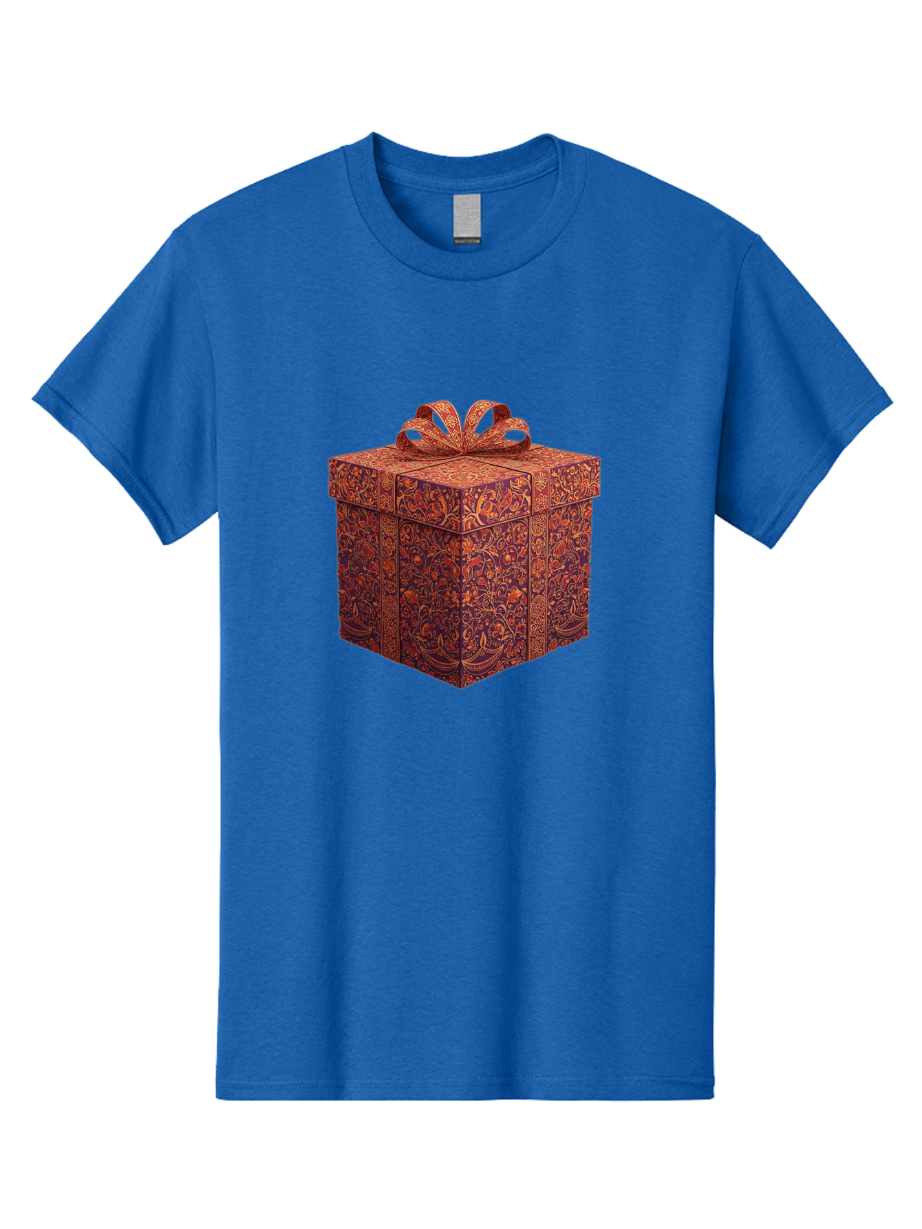 Gift-Box-1 Men'S Graphic Tee, 100% Cotton, Comfortable Casual Summer Wear, Machine Washable, Gift Box With Ribbon, Luxury Gift Wrapping, Red And Orange Floral Pattern, Beautiful Presentation, Intricate Designs, Gift Giving, Special Occasion Bad140