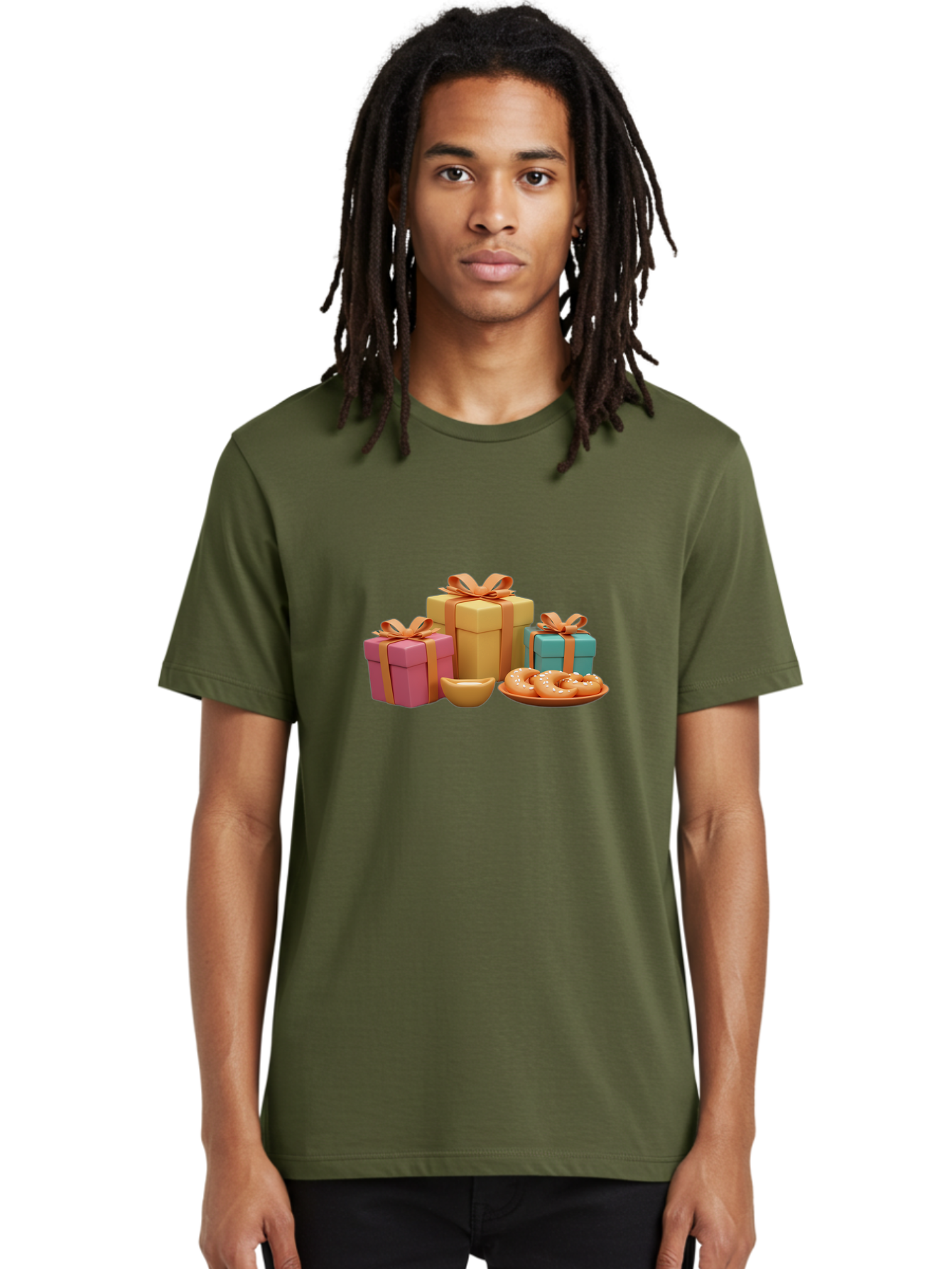 Gifts-And-Donuts Men'S Graphic Tee, 100% Cotton, Comfortable Casual Summer Wear, Machine Washable, Colorful Gift Boxes, Donut Treats, Sweet Delights, Tasty Desserts, Celebratory Gifts, Gift Wrapping, Donut Plate, Glazed Donuts, Sweet Tooth, Bad147